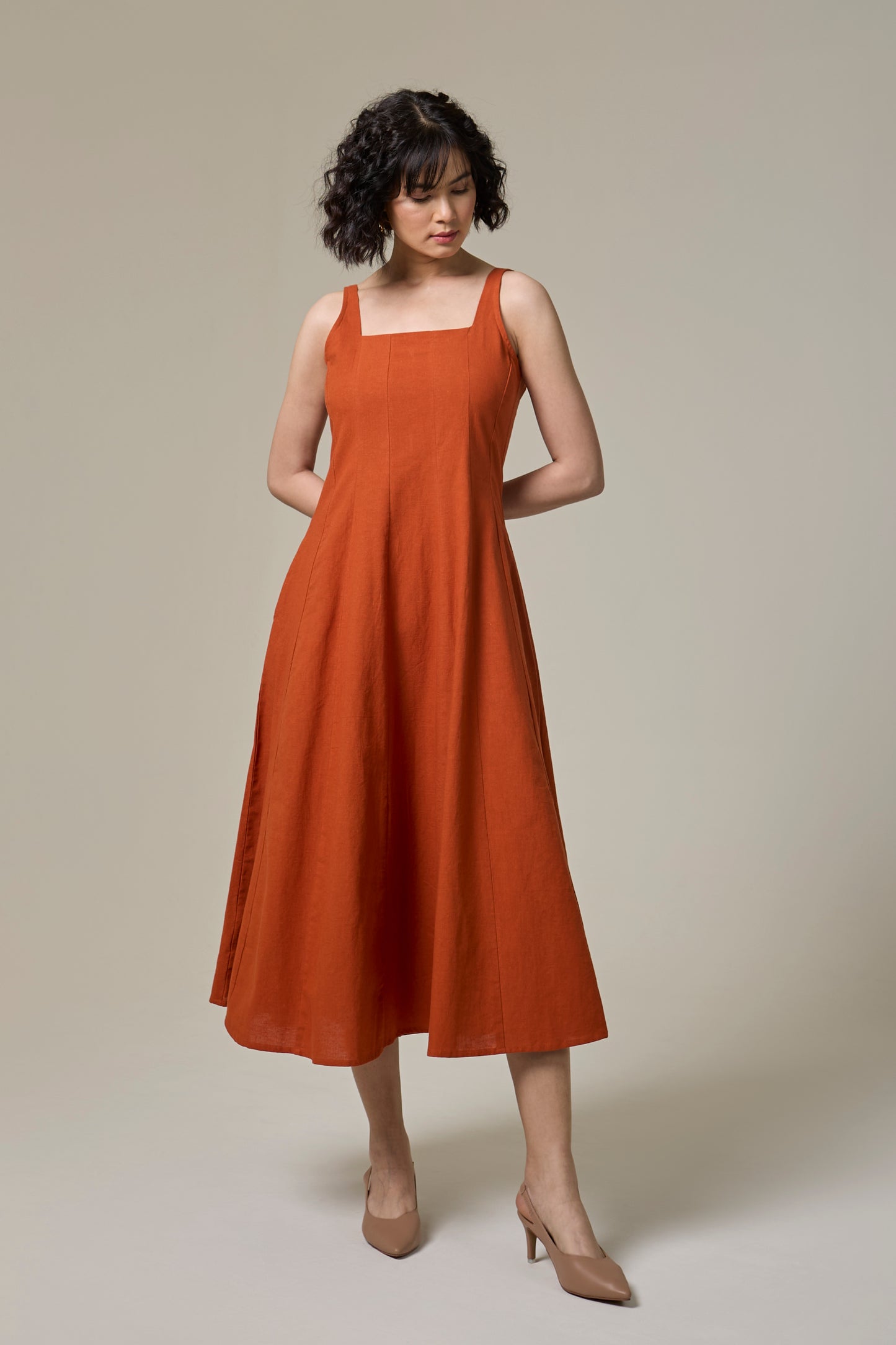 Terracotta Square Neck Dress
