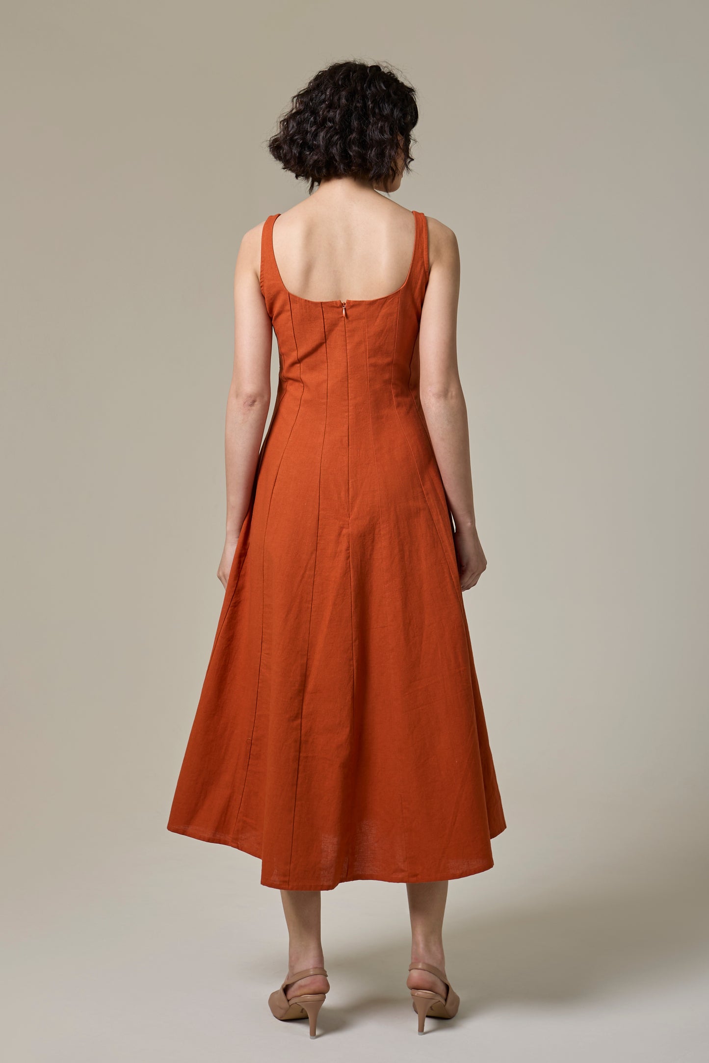 Terracotta Square Neck Dress