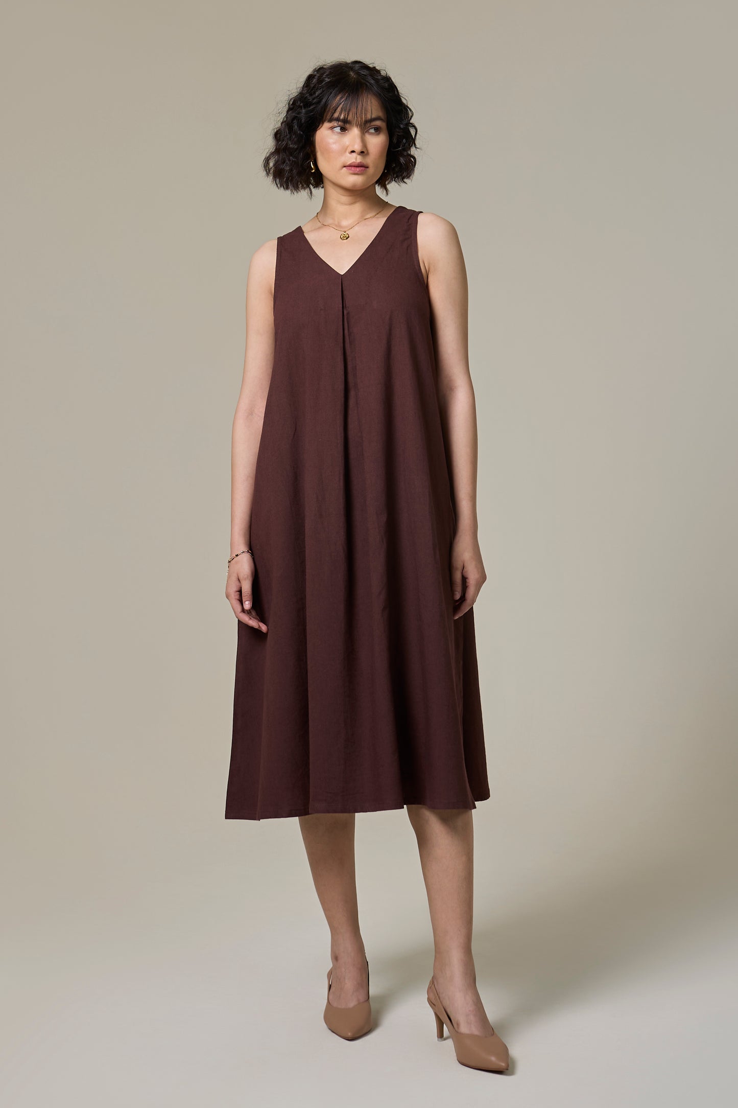 Mocha Brown A-Line Dress