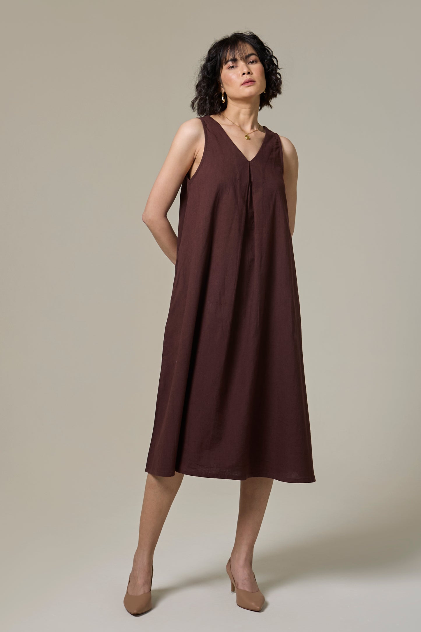 Mocha Brown A-Line Dress
