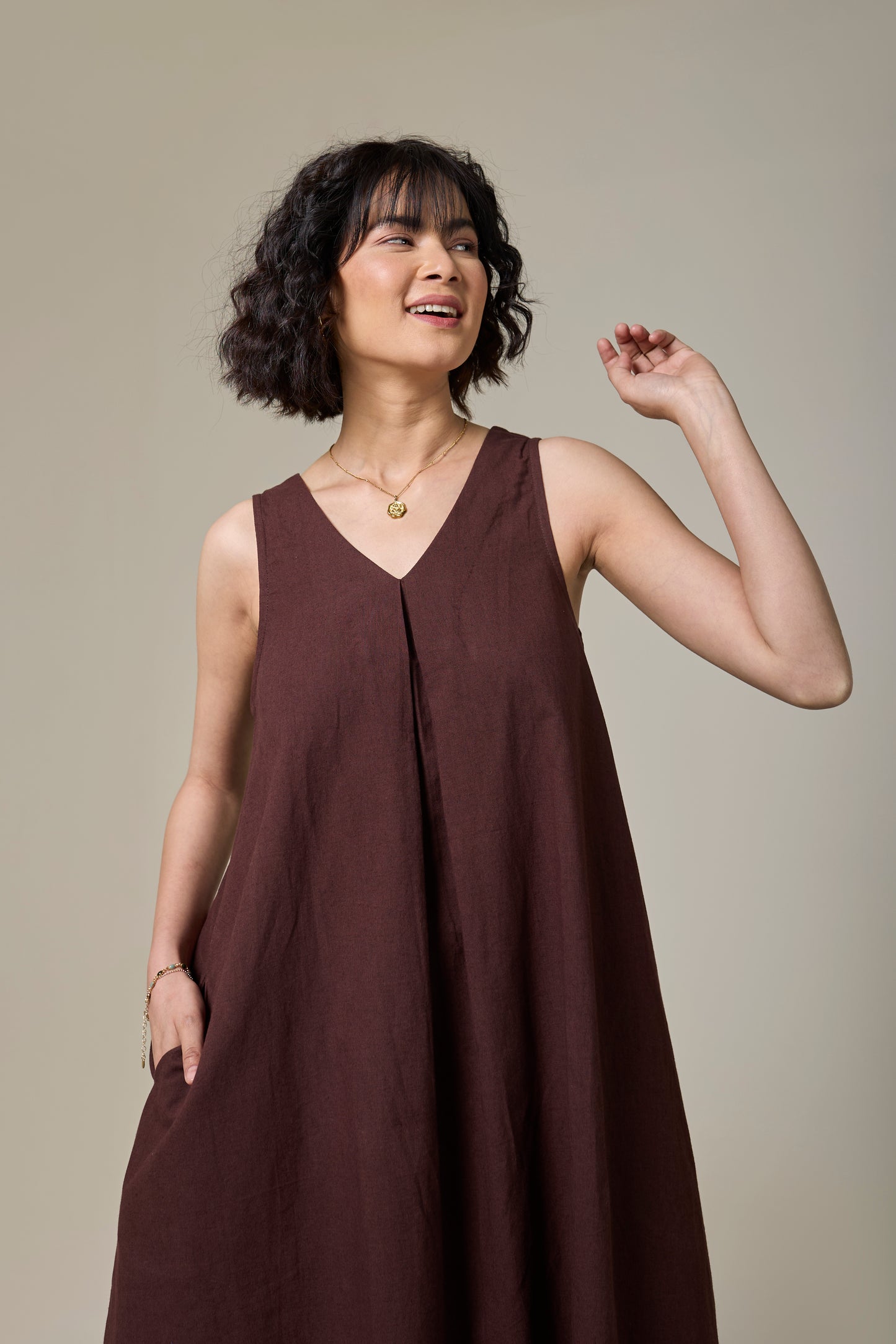 Mocha Brown A-Line Dress