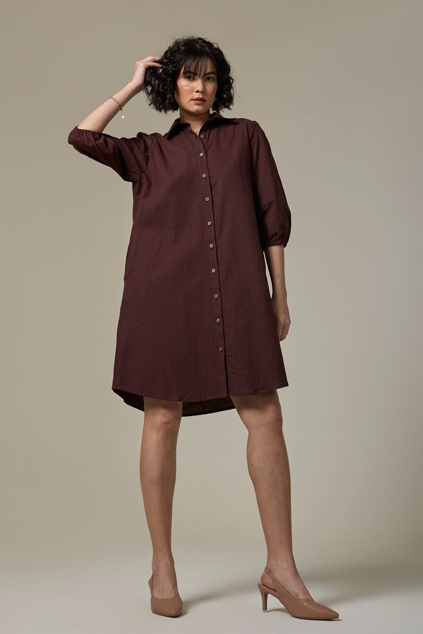 Mocha Brown Shirt Dress