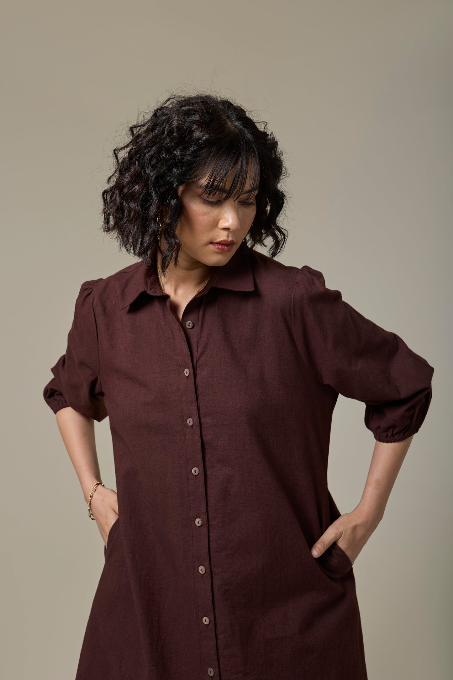 Mocha Brown Shirt Dress