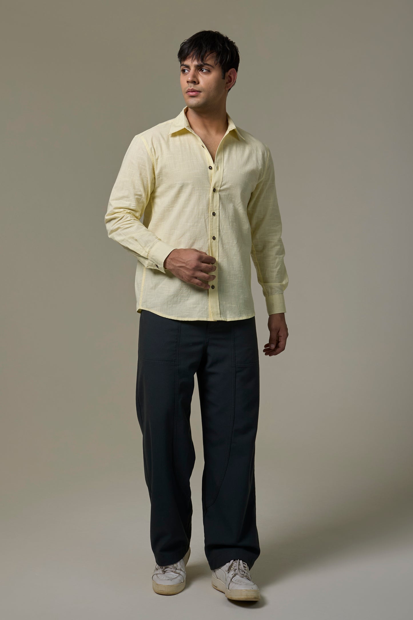 Butter Yellow Cotton Slub Shirt