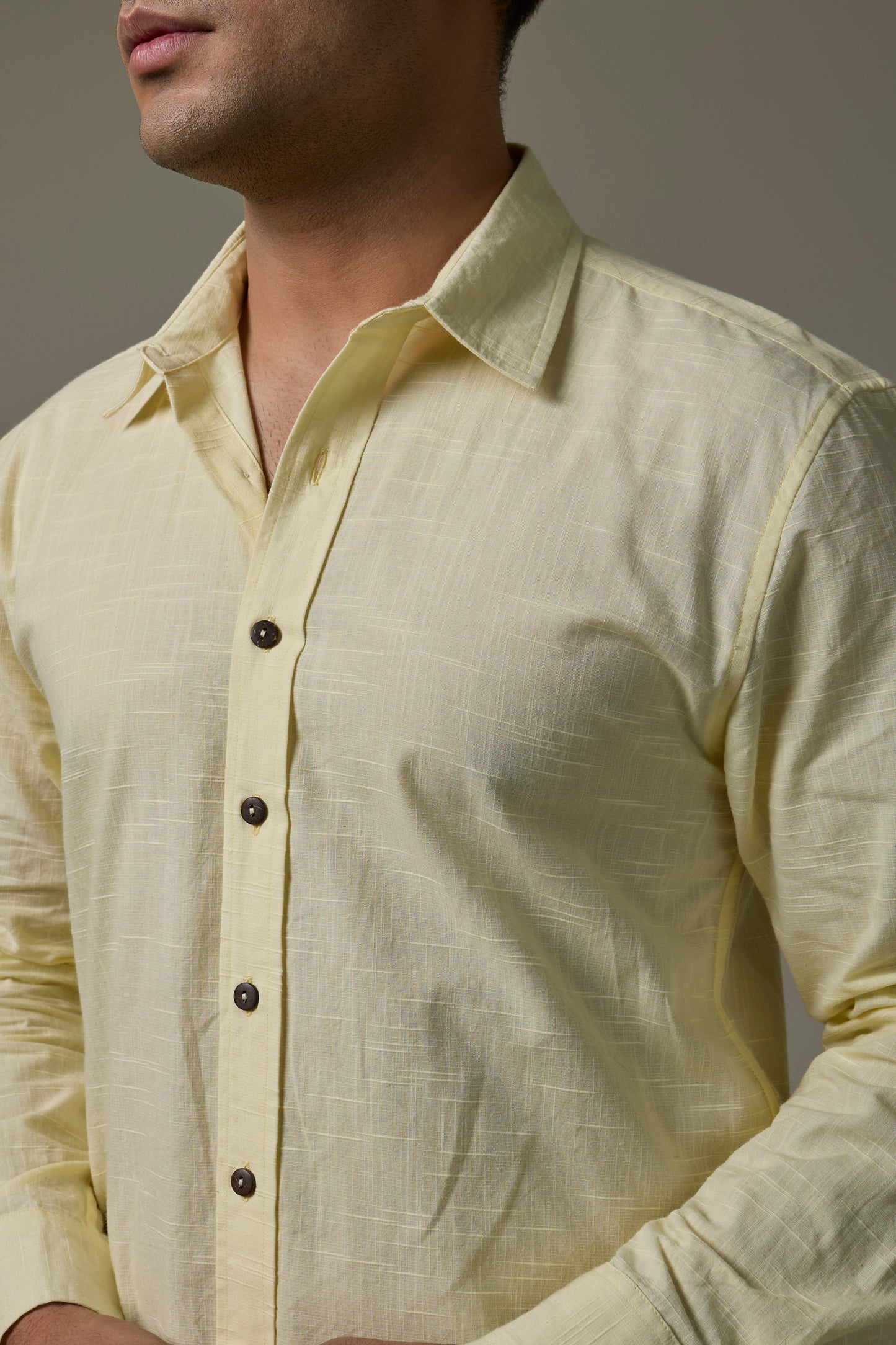Butter Yellow Cotton Slub Shirt