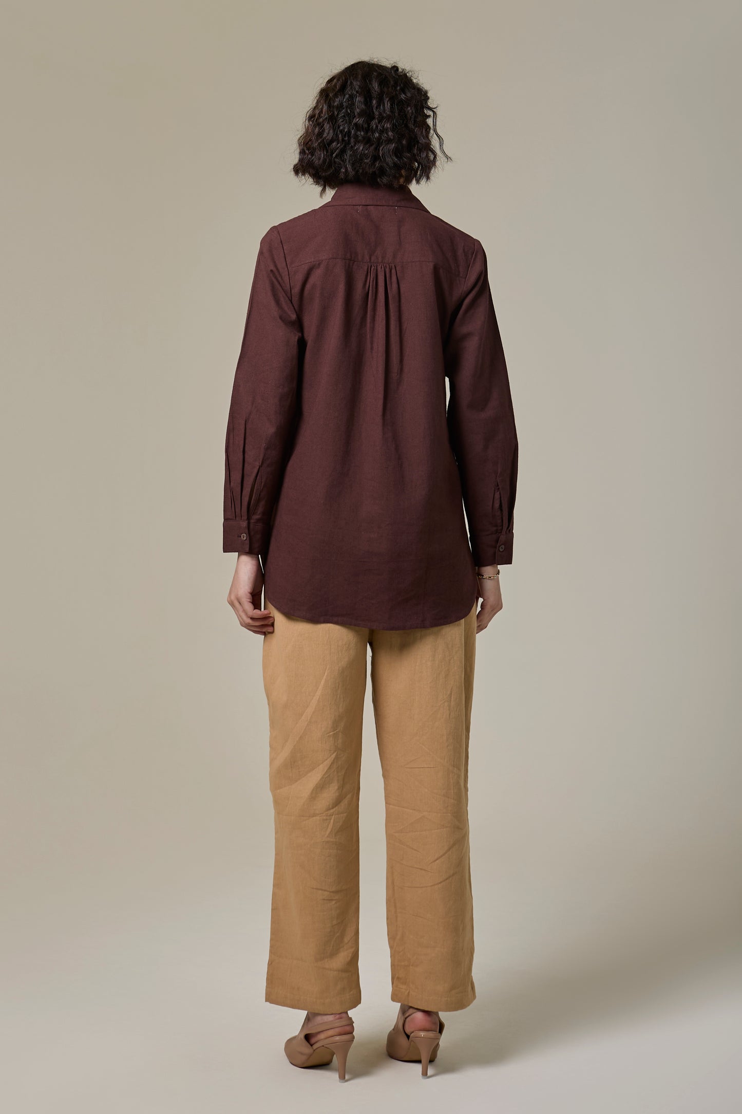 Mocha Brown Cotton Linen shirt