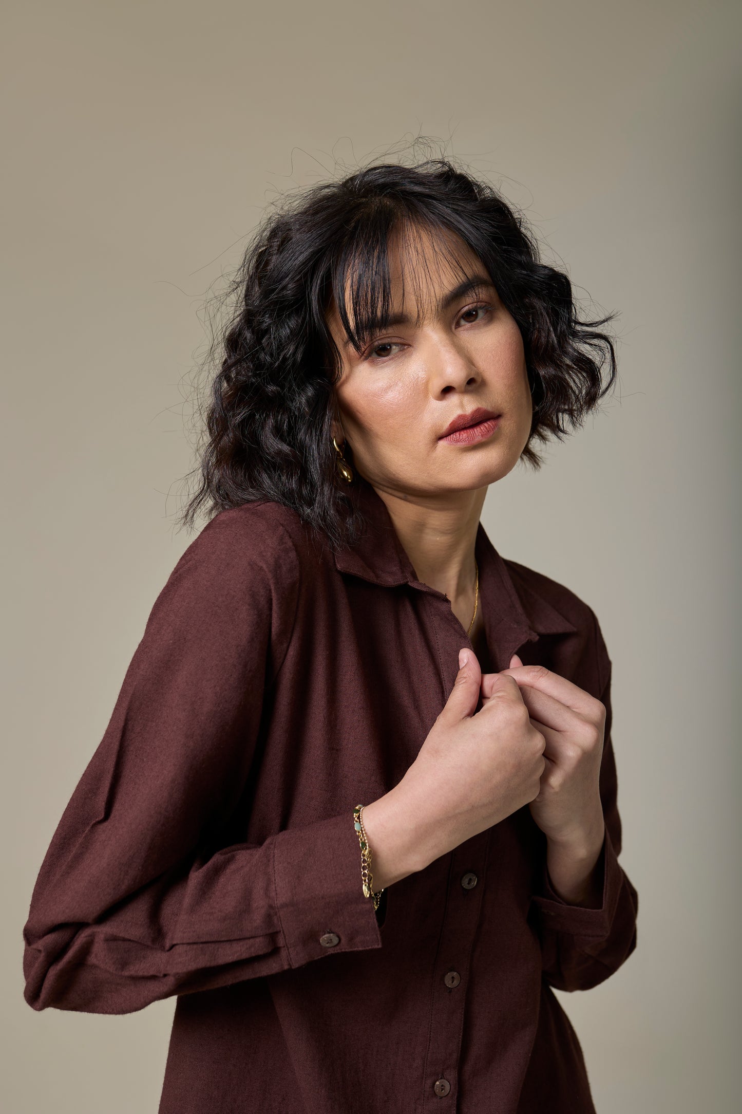 Mocha Brown Cotton Linen shirt
