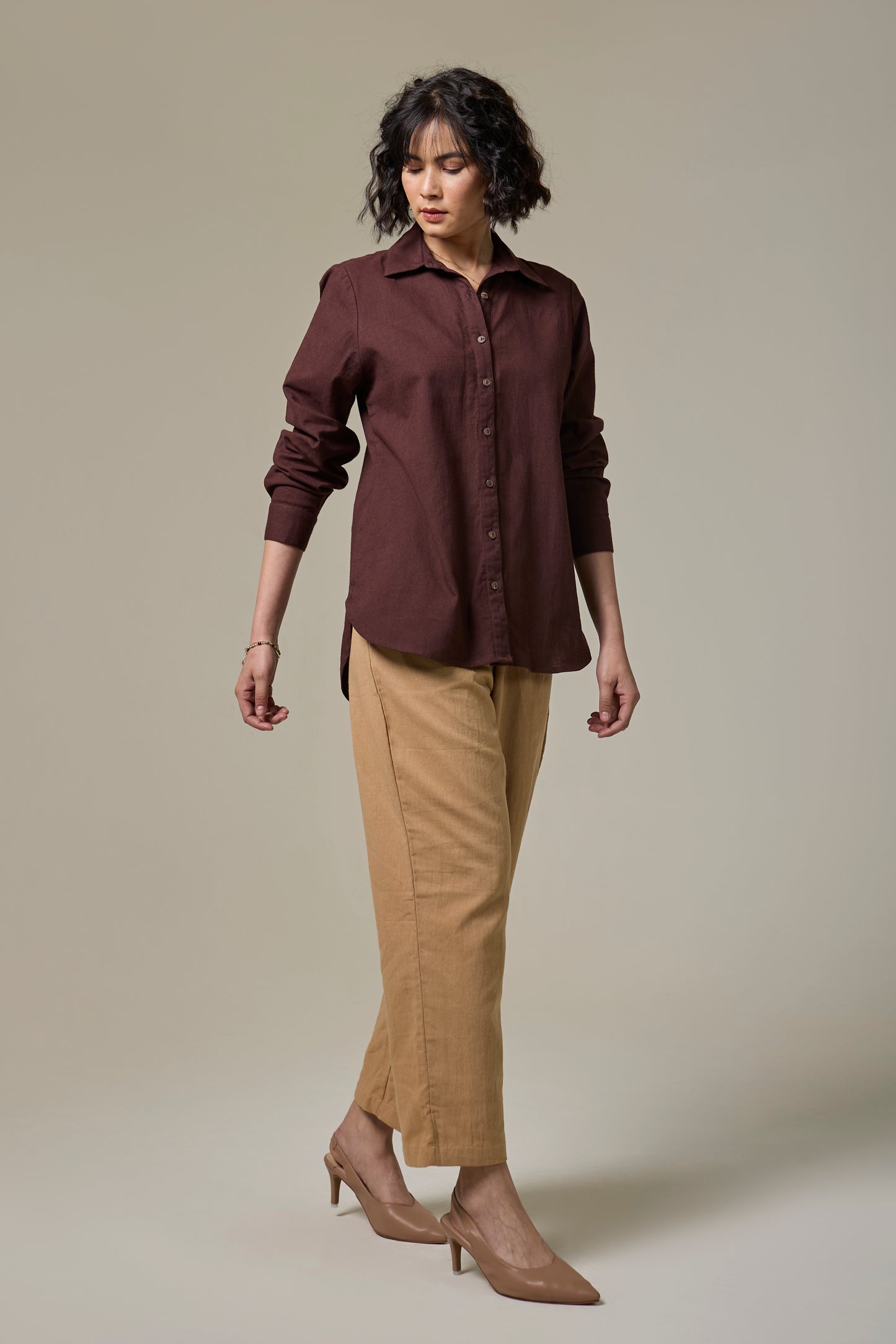 Mocha Brown Cotton Linen shirt