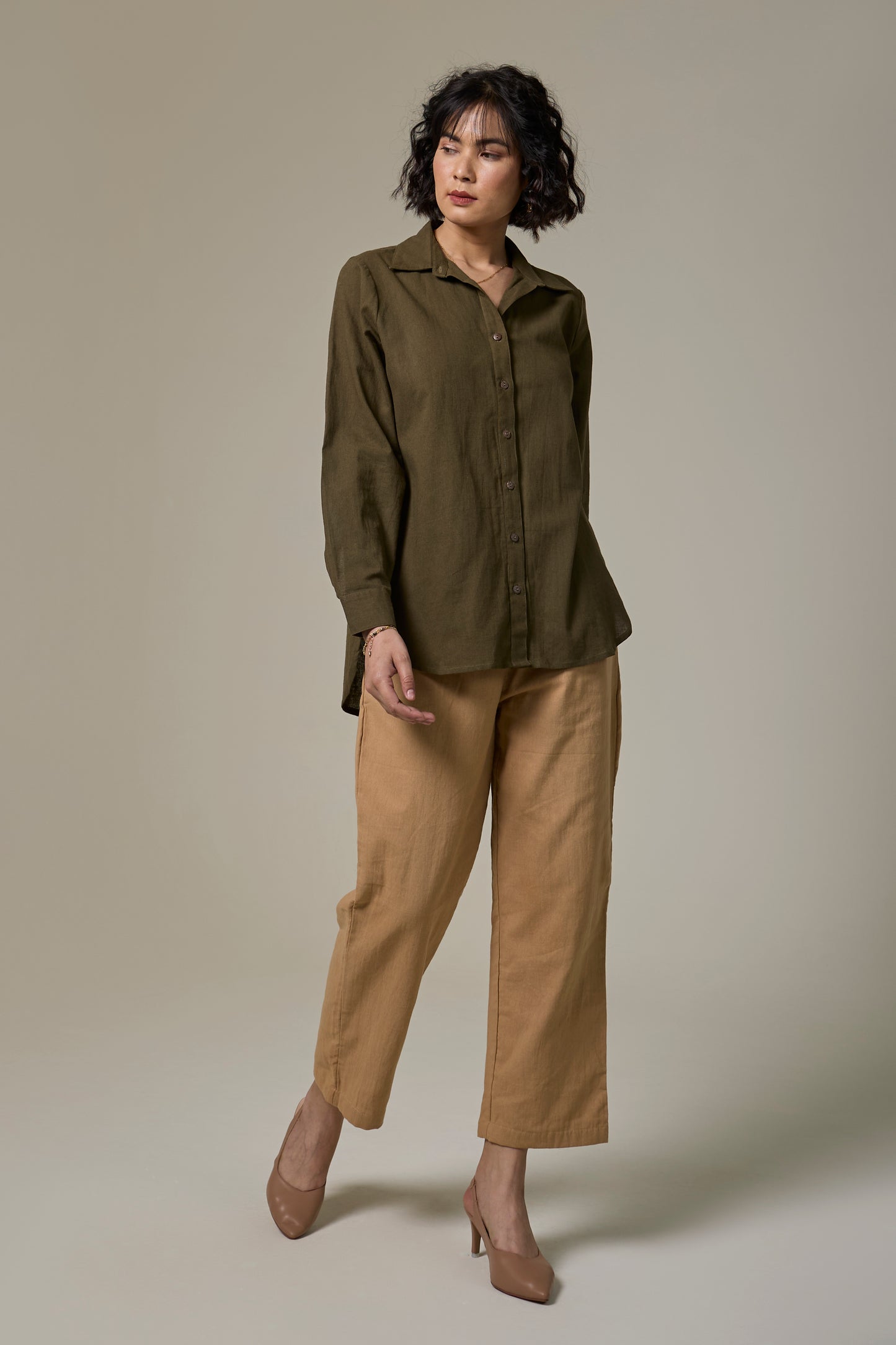 Forest Fern Cotton Linen shirt