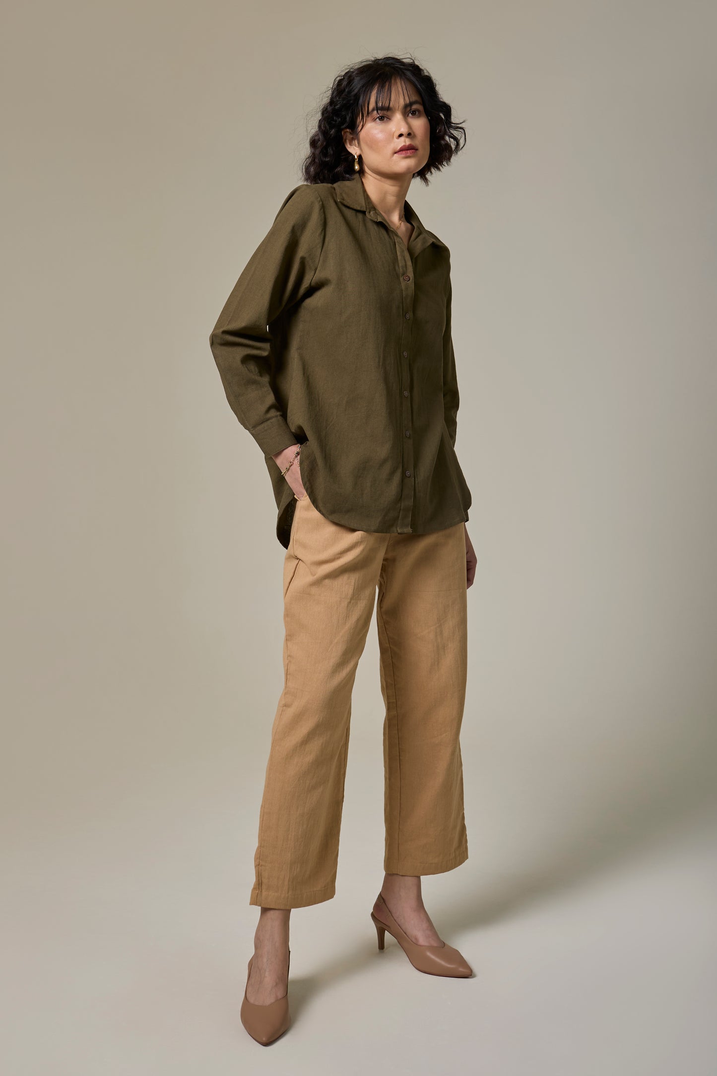 Forest Fern Cotton Linen shirt