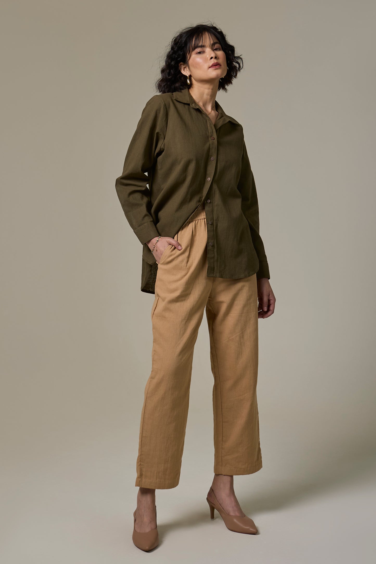 Forest Fern Cotton Linen shirt