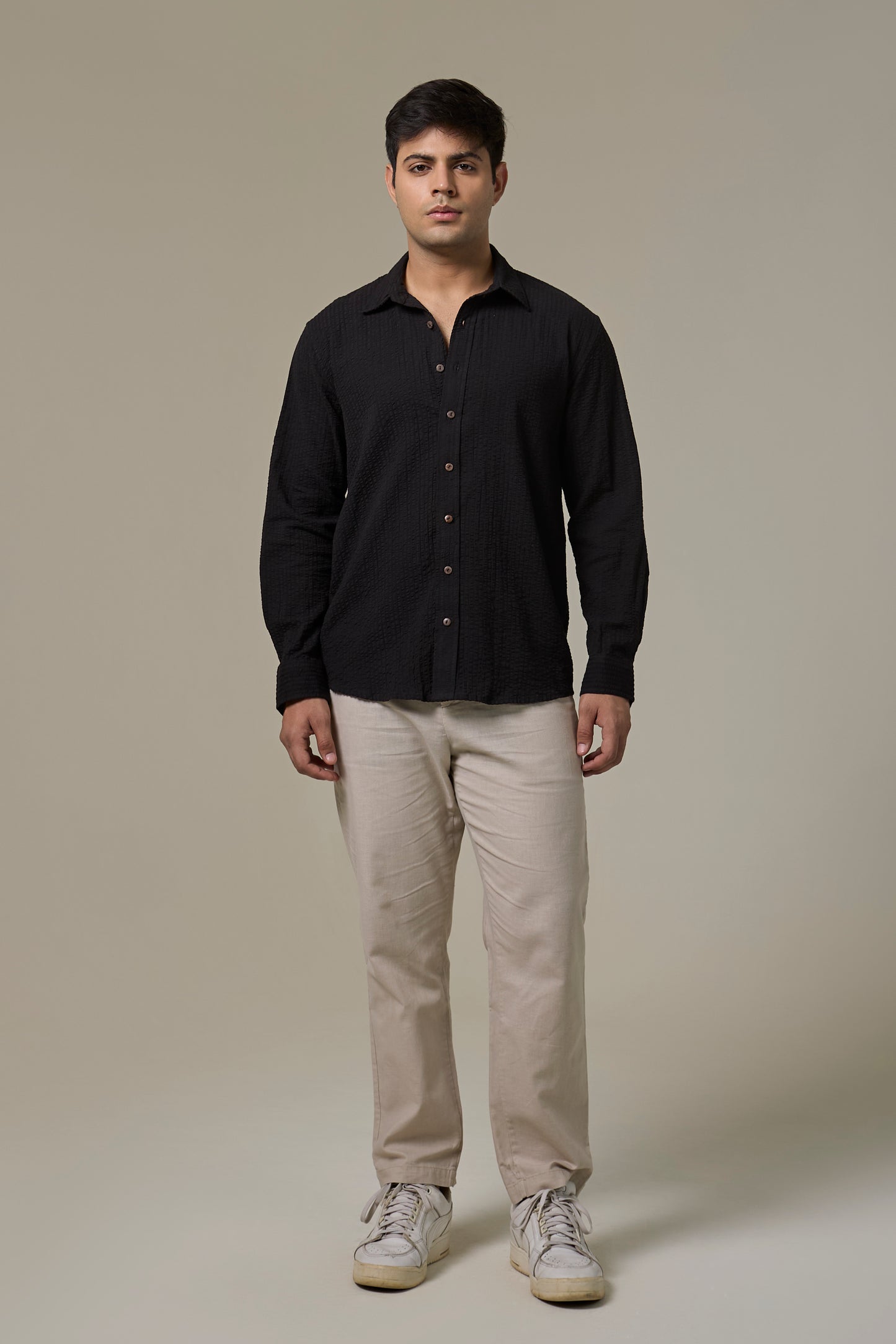 Charcoal Cotton Seersucker Shirt