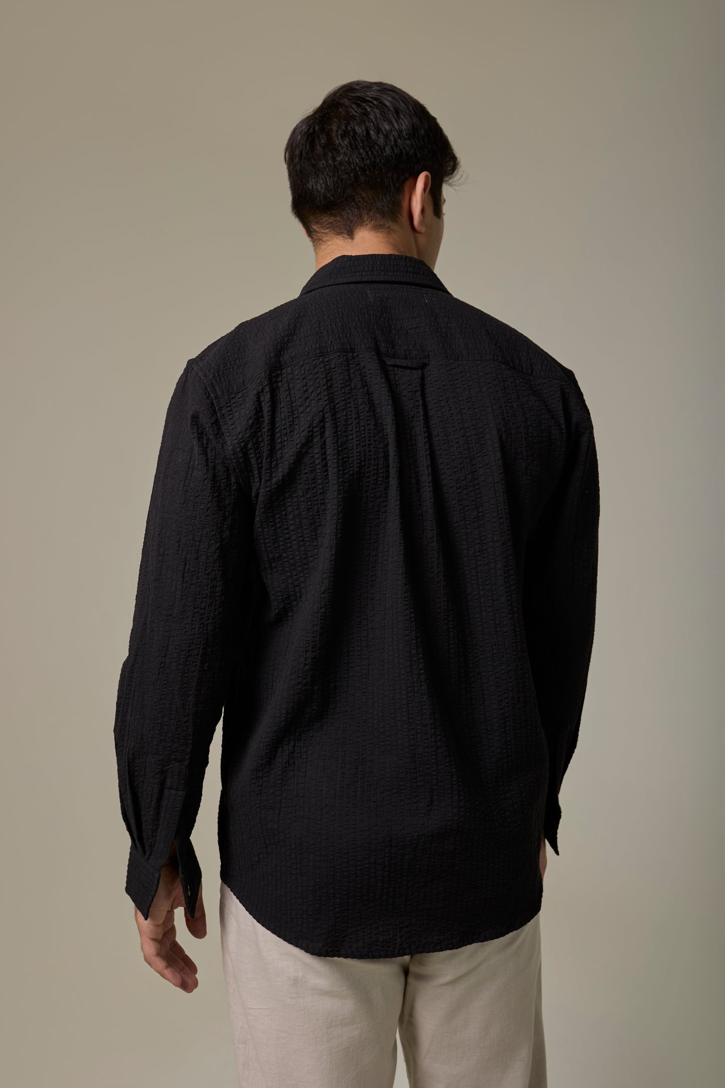 Charcoal Cotton Seersucker Shirt