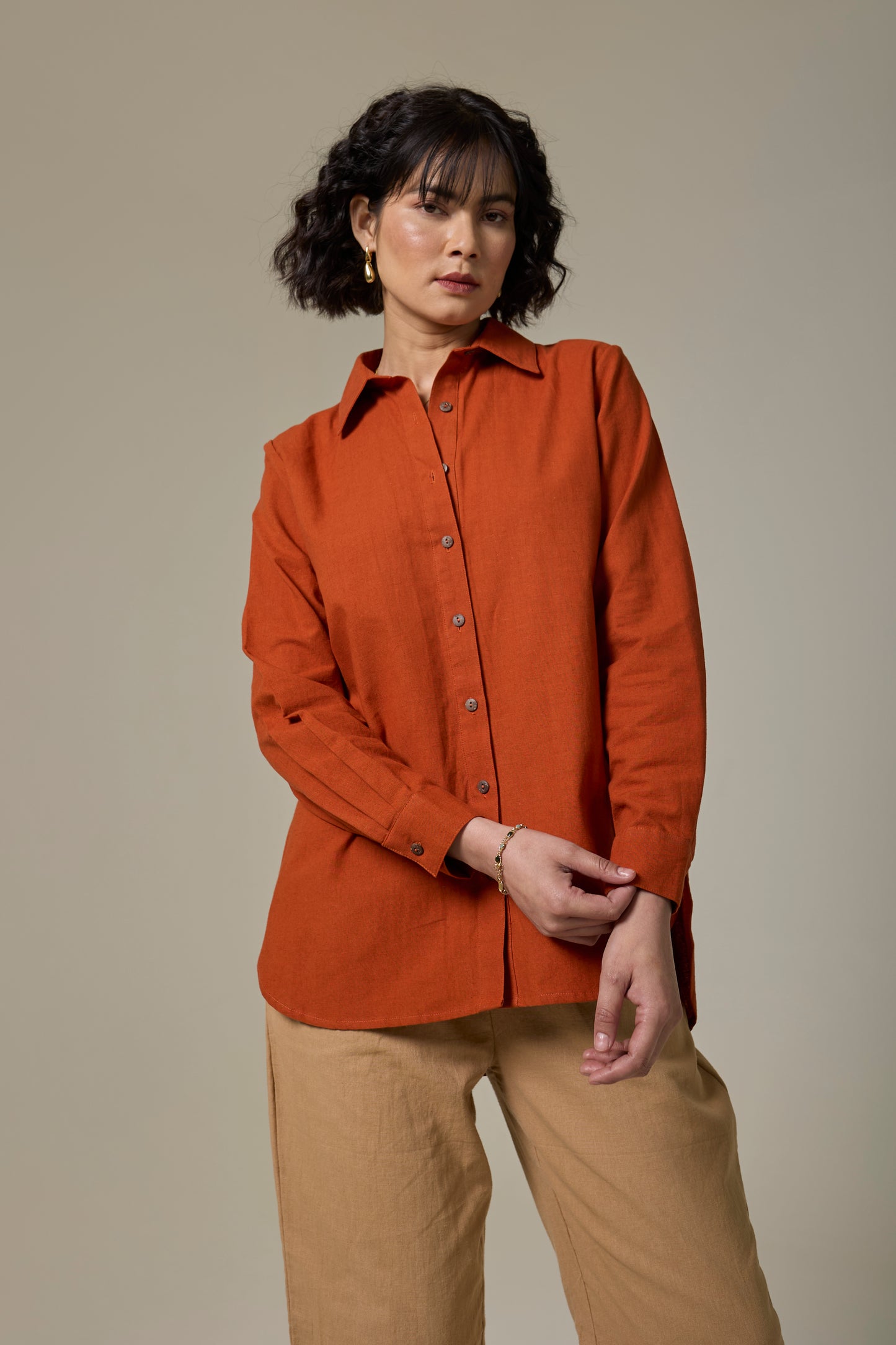 Terracota Cotton Linen Shirt
