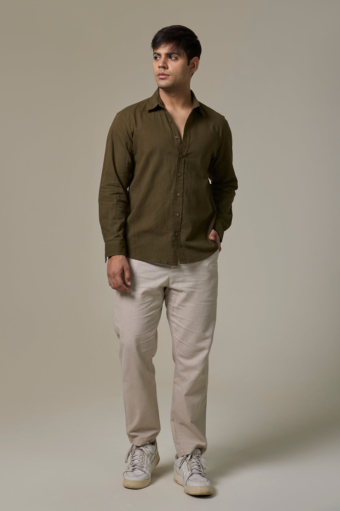Wild Olive Cotton Linen Shirt