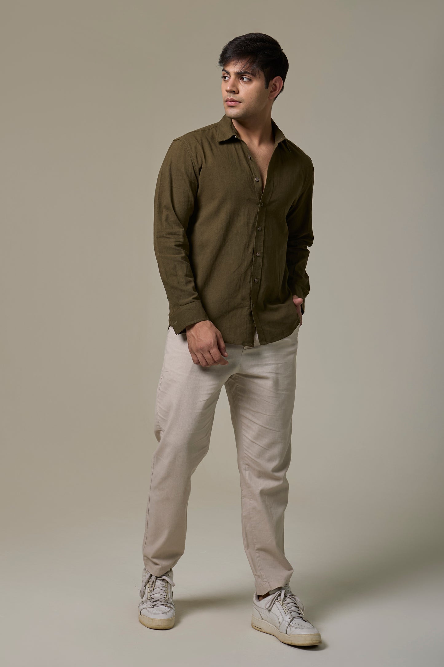 Wild Olive Cotton Linen Shirt
