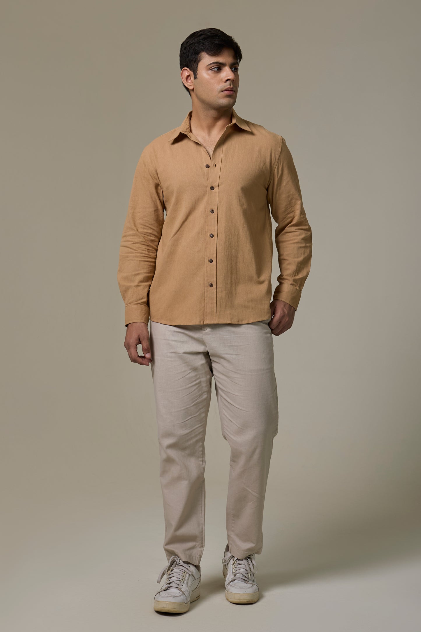 Khaki Cotton Linen Shirt