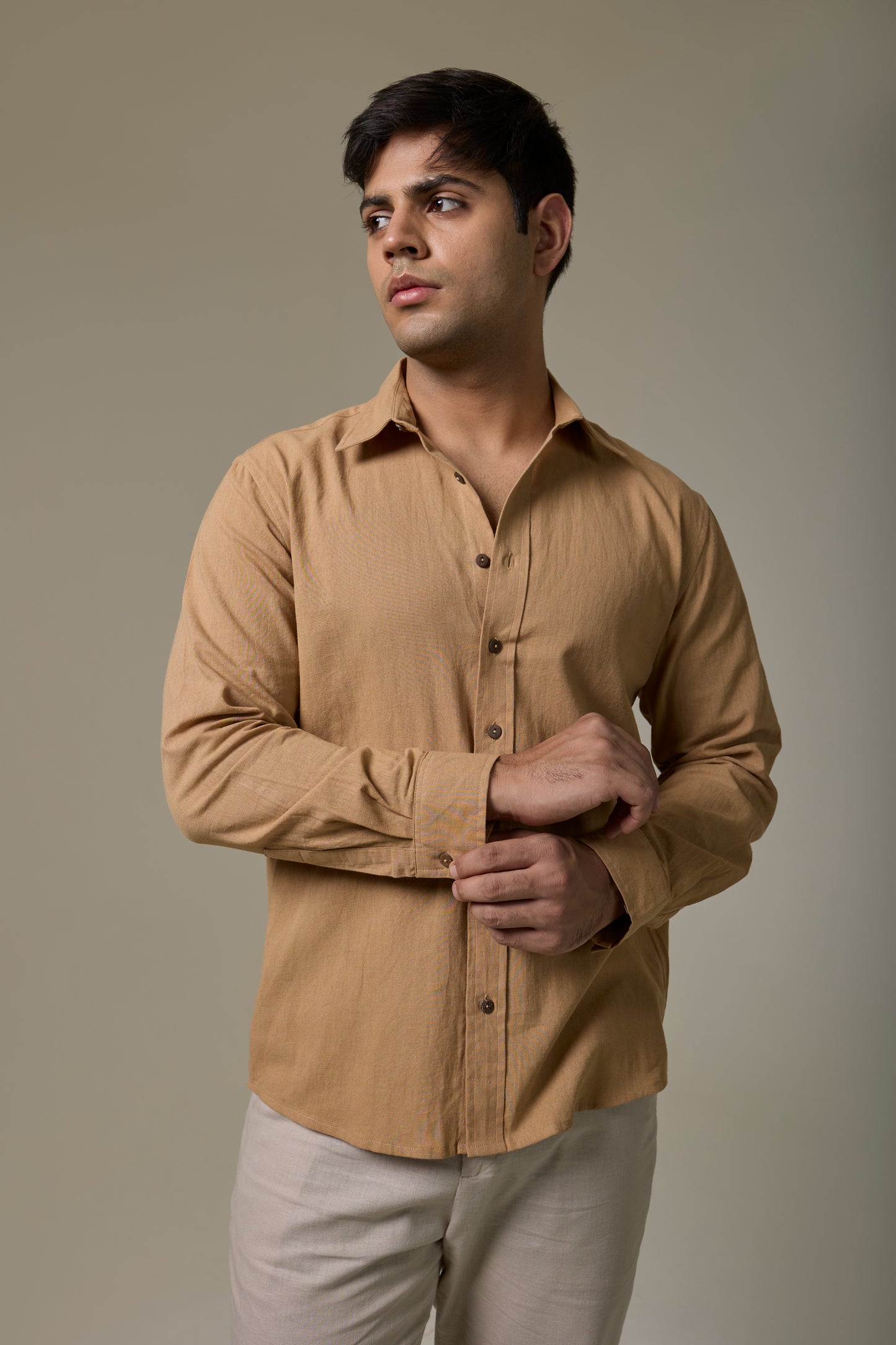 Khaki Cotton Linen Shirt