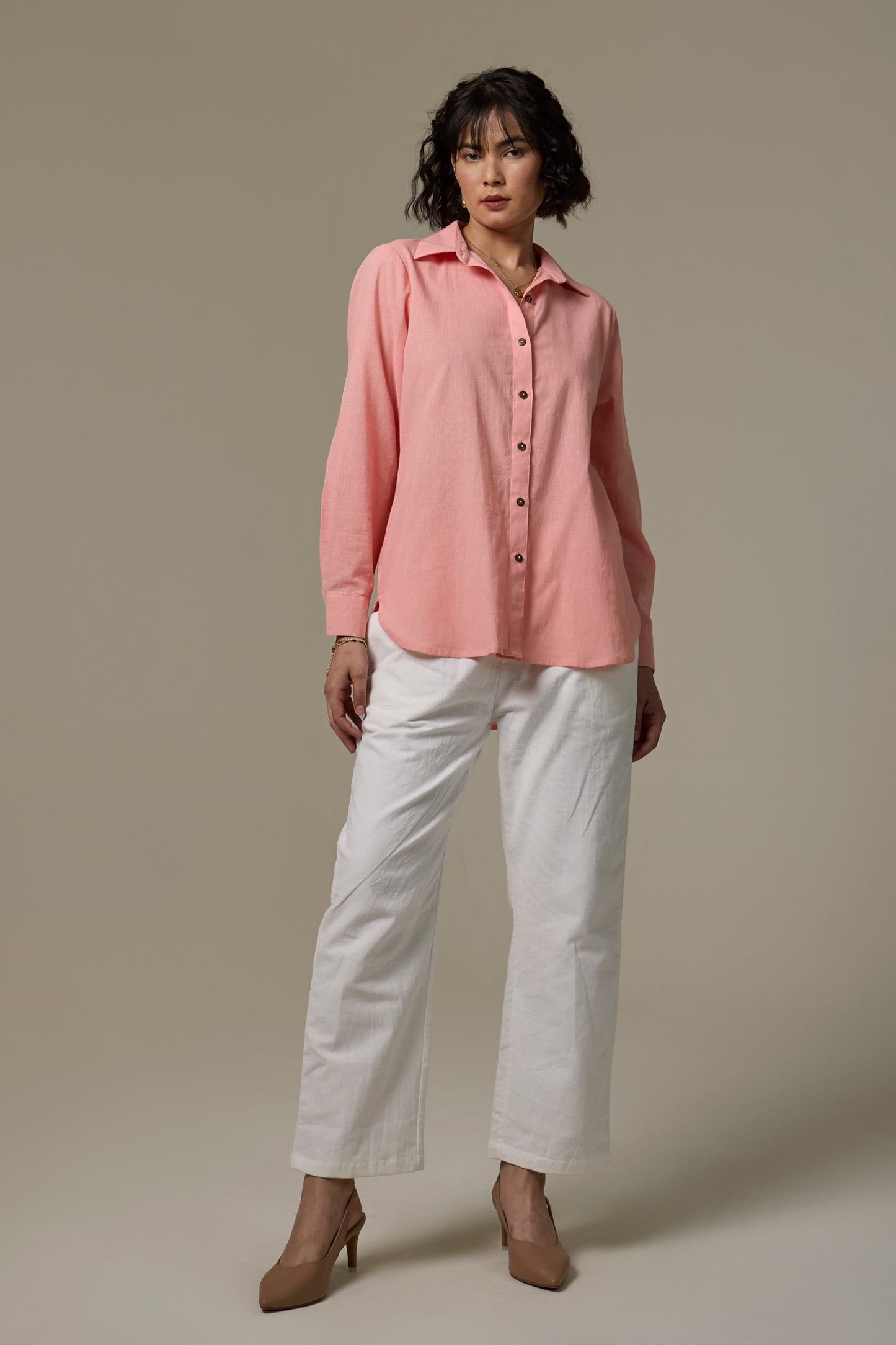 Coral Cotton Linen Shirt
