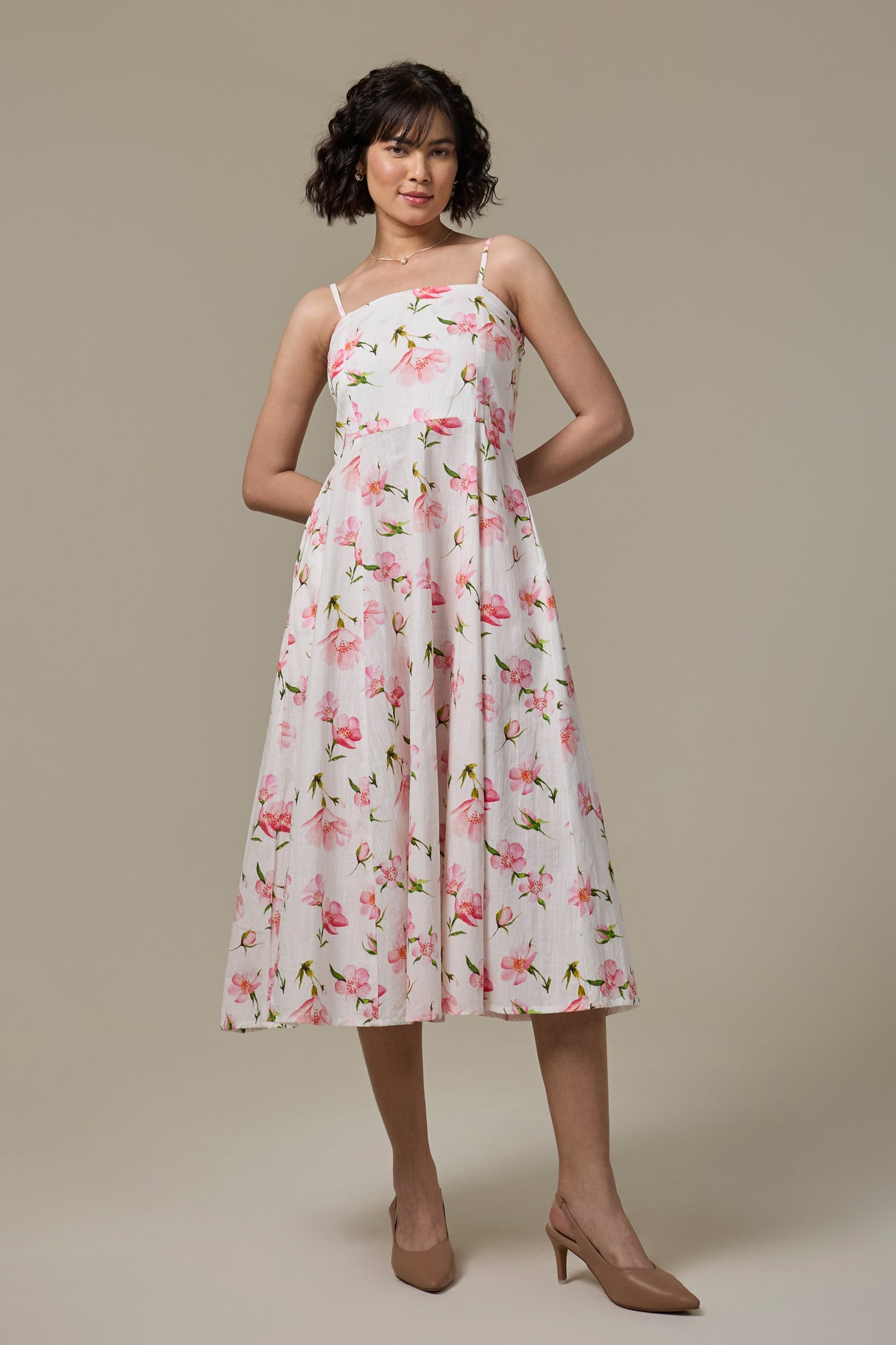 White Cherry Strappy Dress