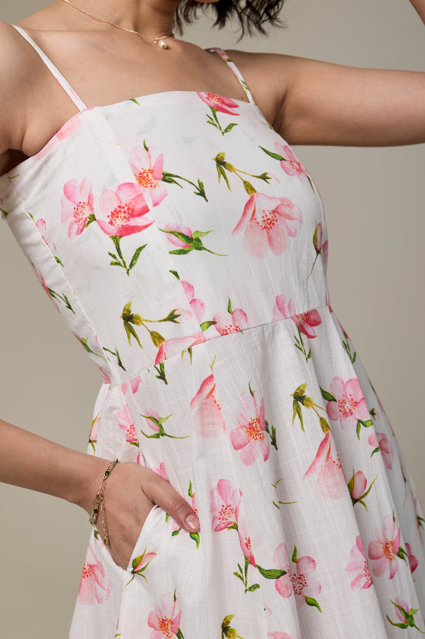 White Cherry Strappy Dress