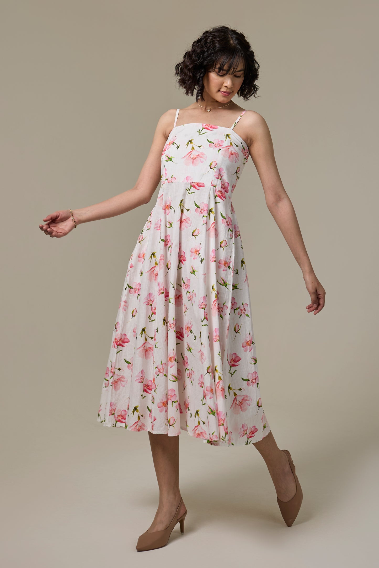 White Cherry Strappy Dress