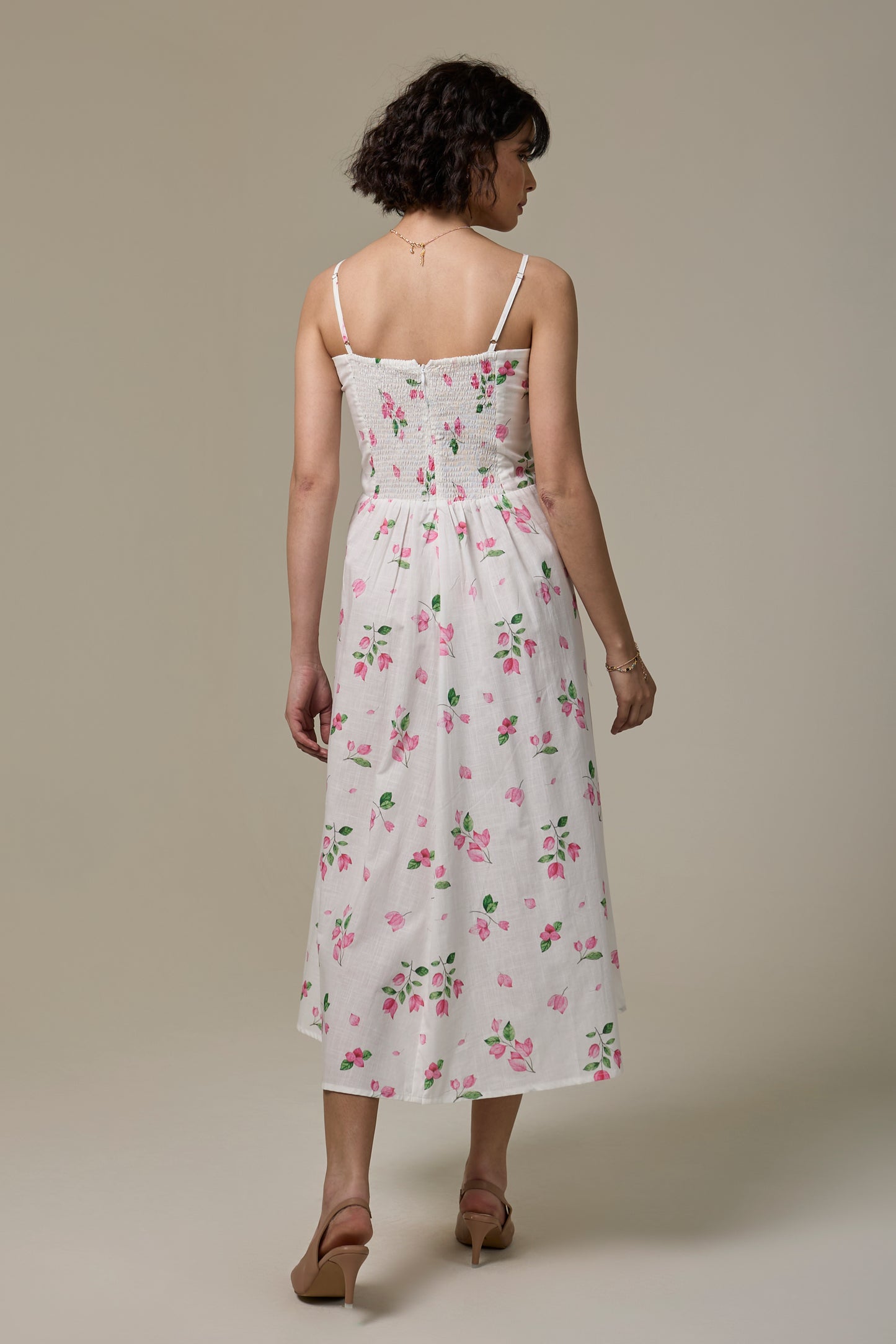 White Bougainvillea Strappy Dress