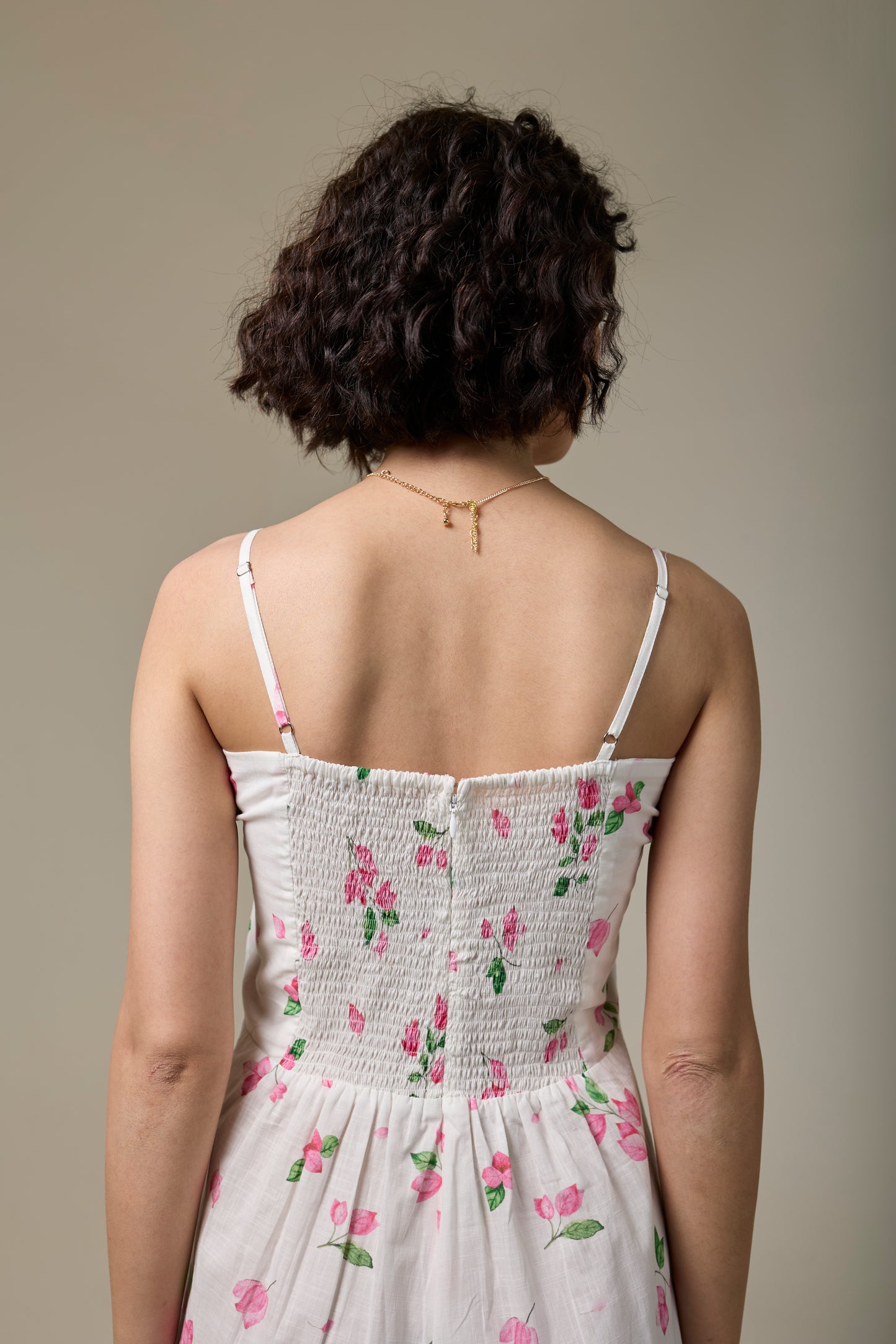 White Bougainvillea Strappy Dress