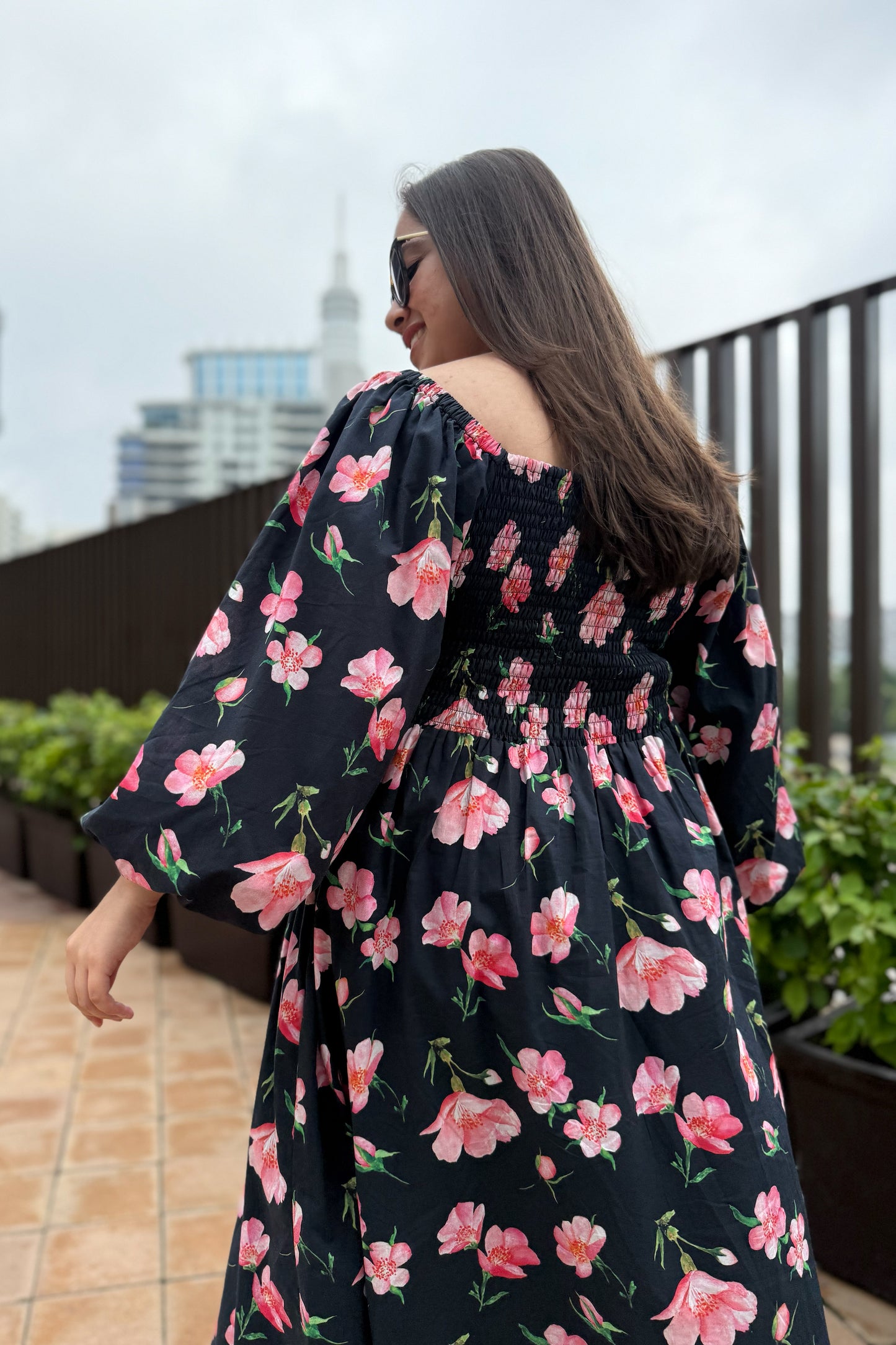 Black Cherry Smocked Dress