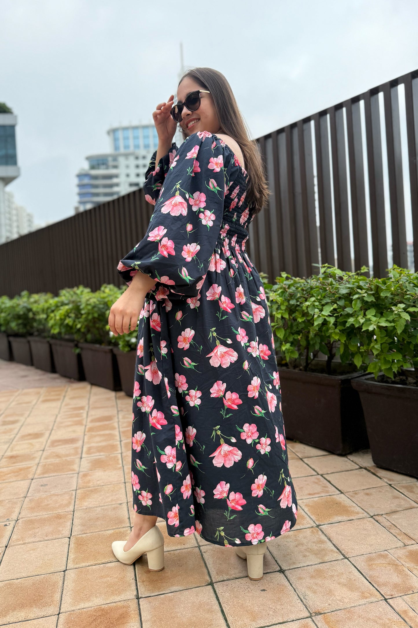 Black Cherry Smocked Dress