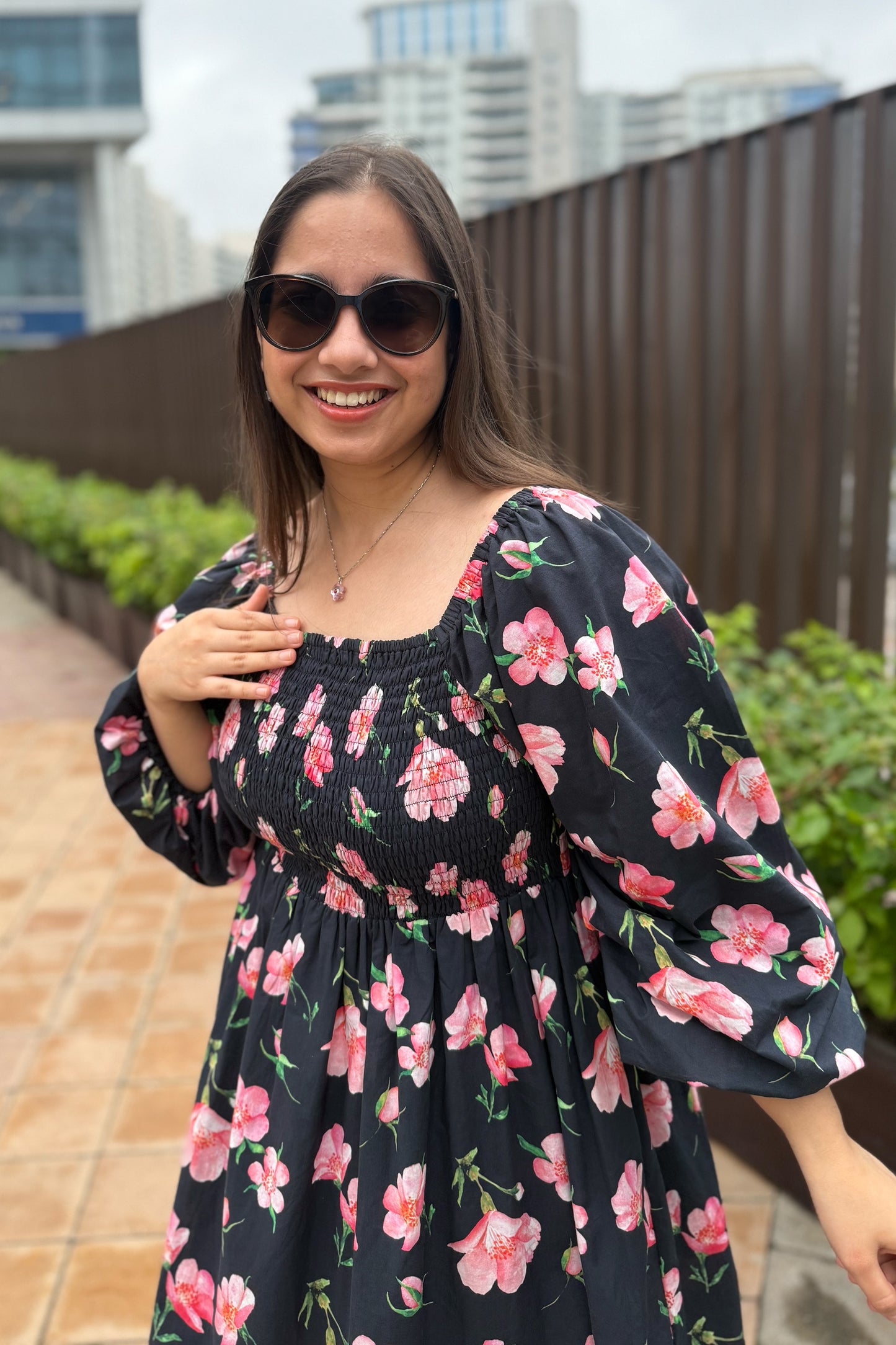 Black Cherry Smocked Dress