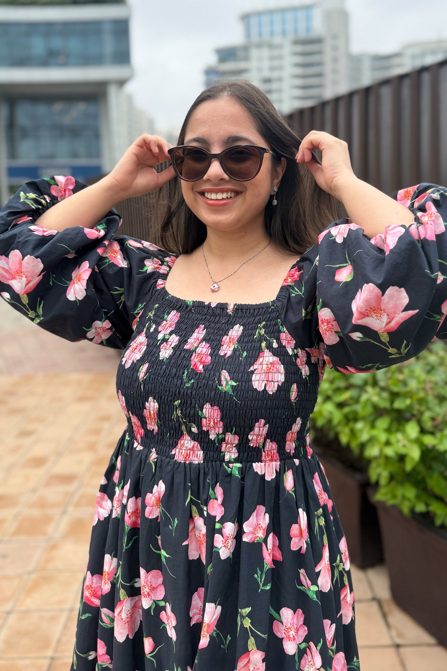 Black Cherry Smocked Dress