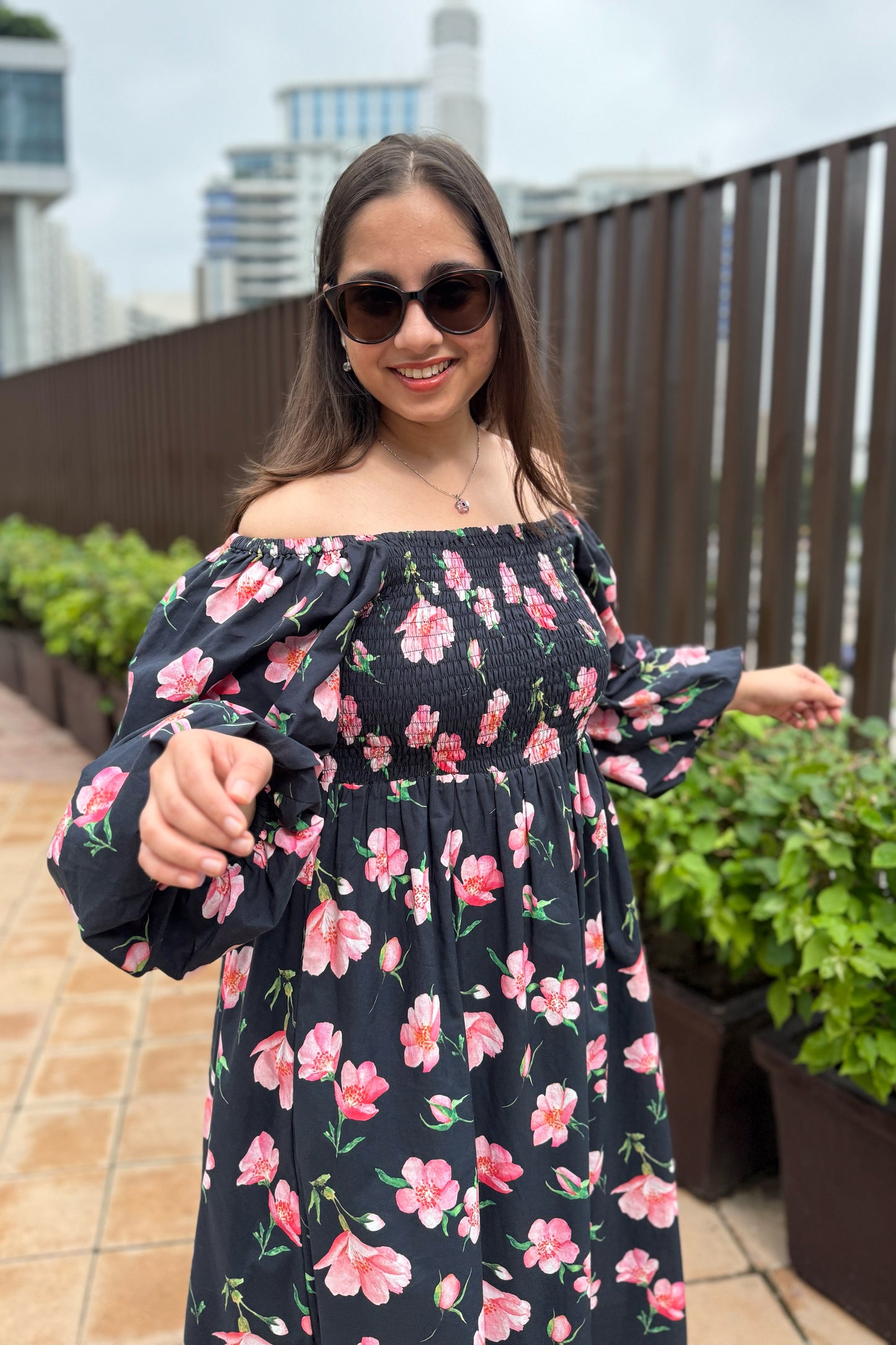 Black Cherry Smocked Dress