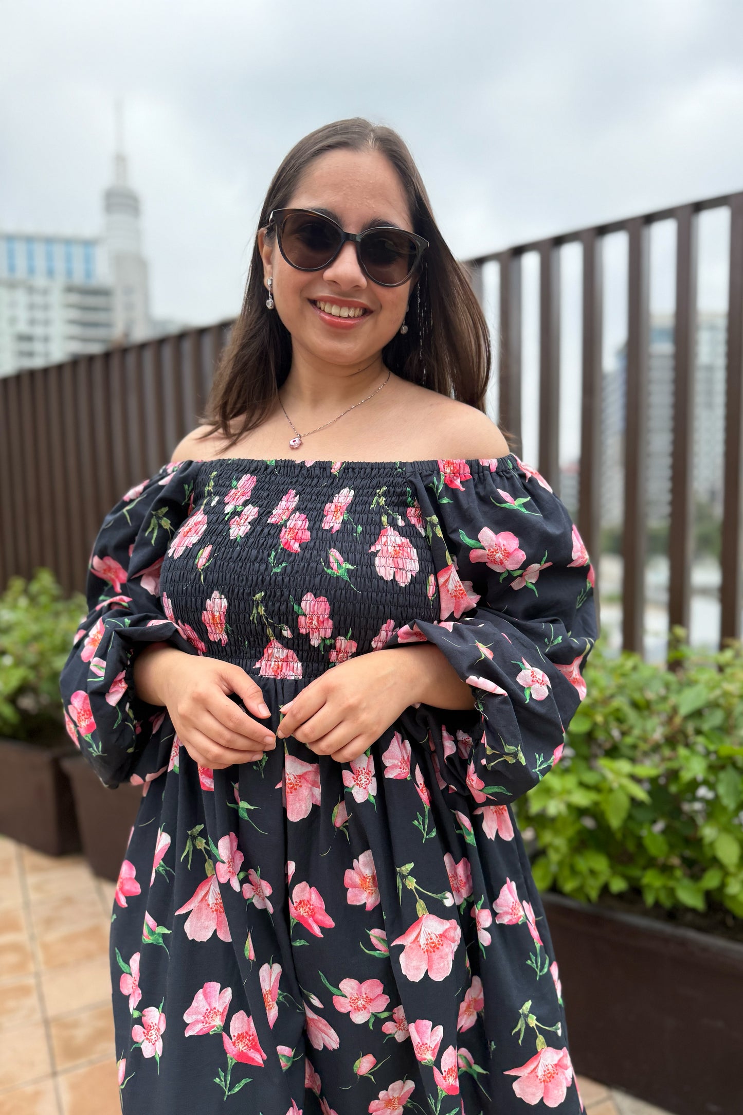 Black Cherry Smocked Dress