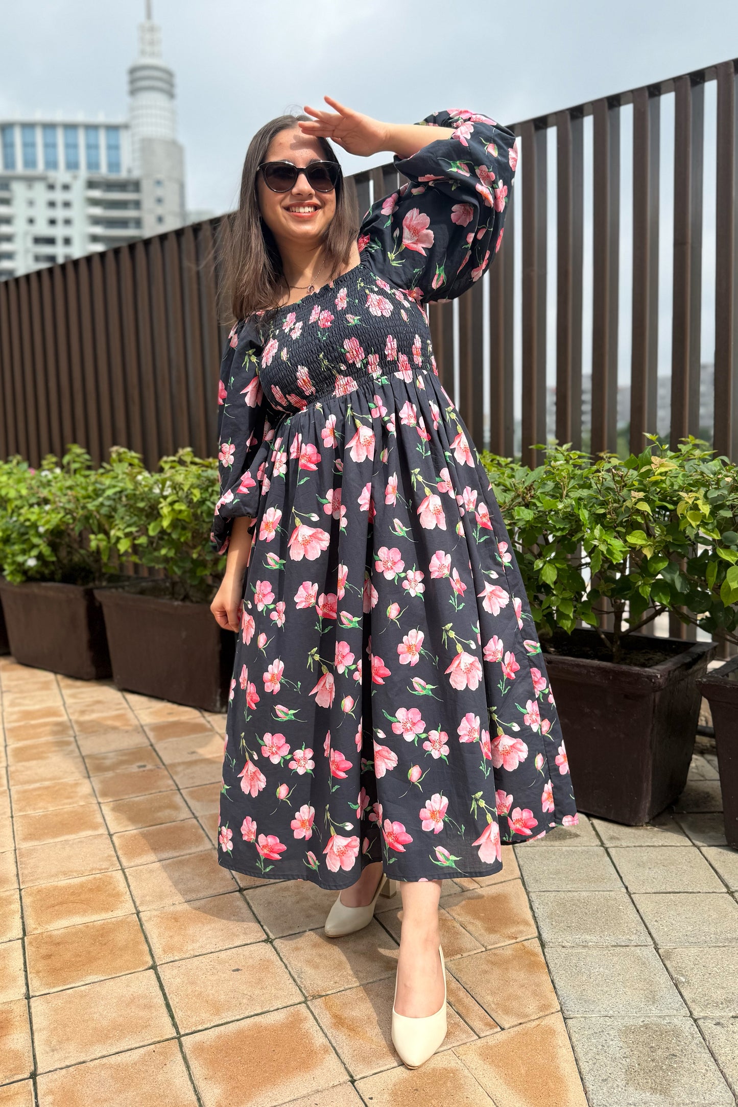 Black Cherry Smocked Dress