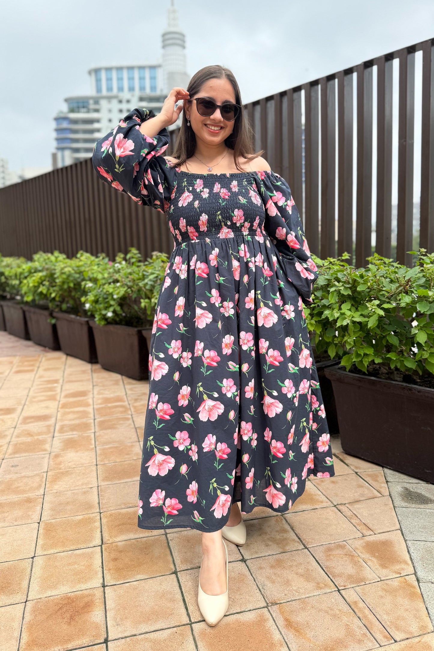 Black Cherry Smocked Dress
