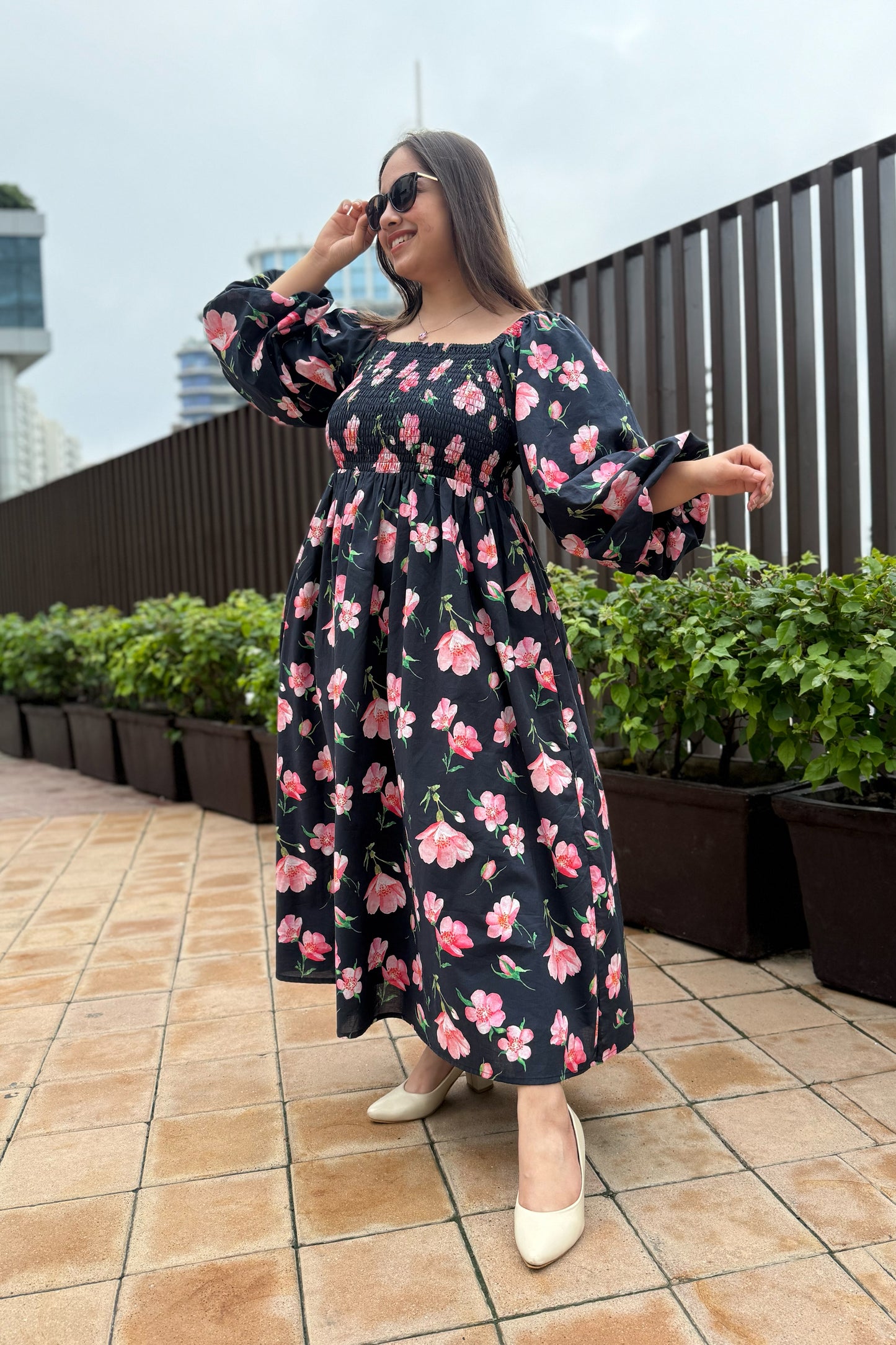 Black Cherry Smocked Dress