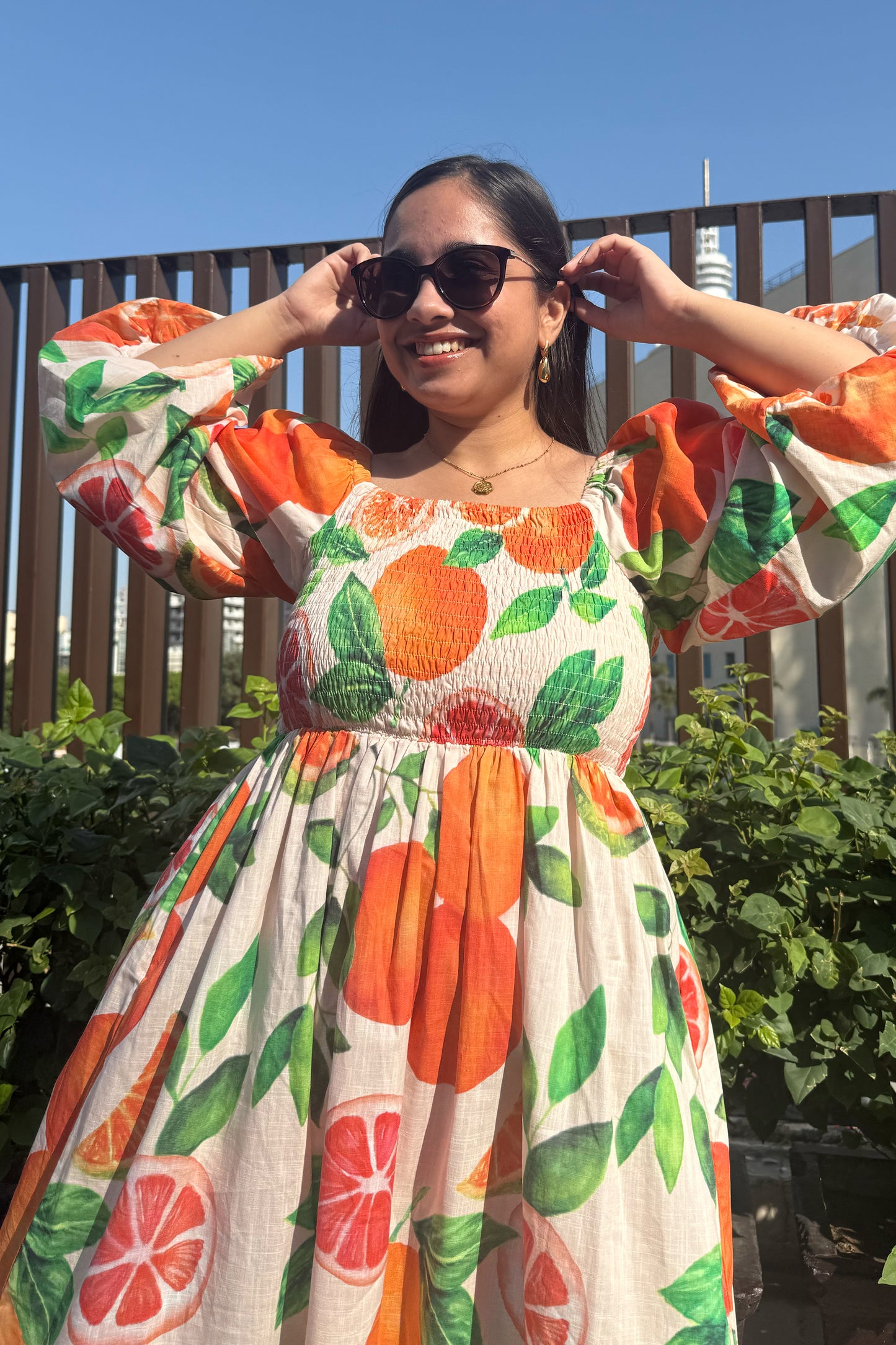 Tangerine Smocked Dress