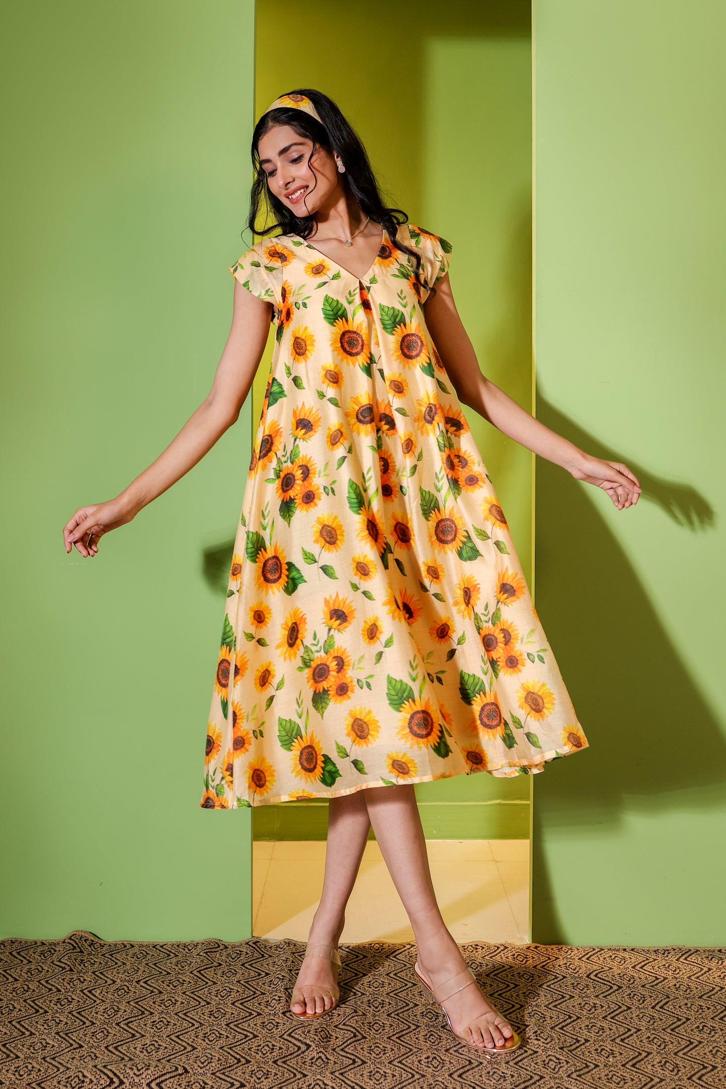 Golden Glow A Line Dress