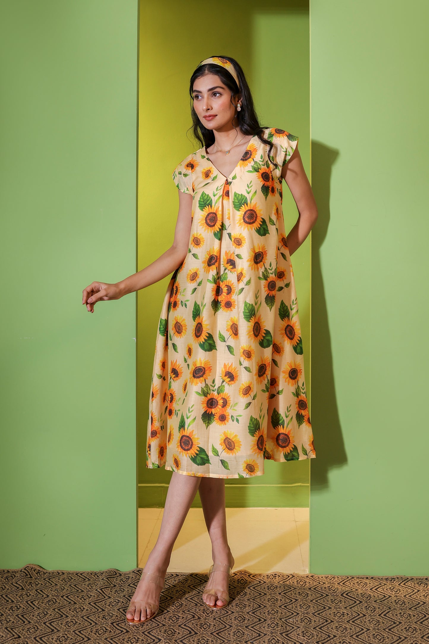 Golden Glow A Line Dress