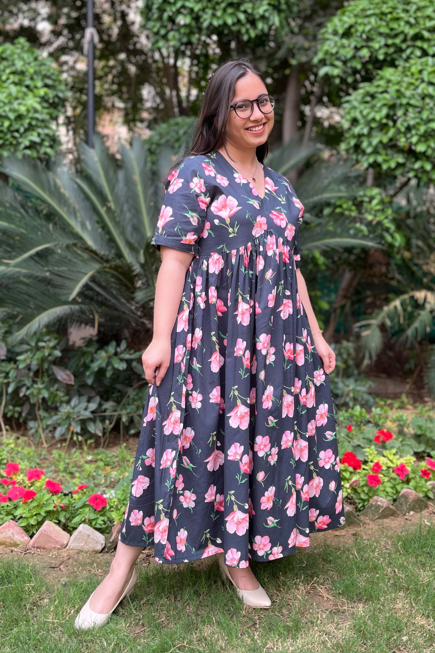 Black Cherry V Neck Dress