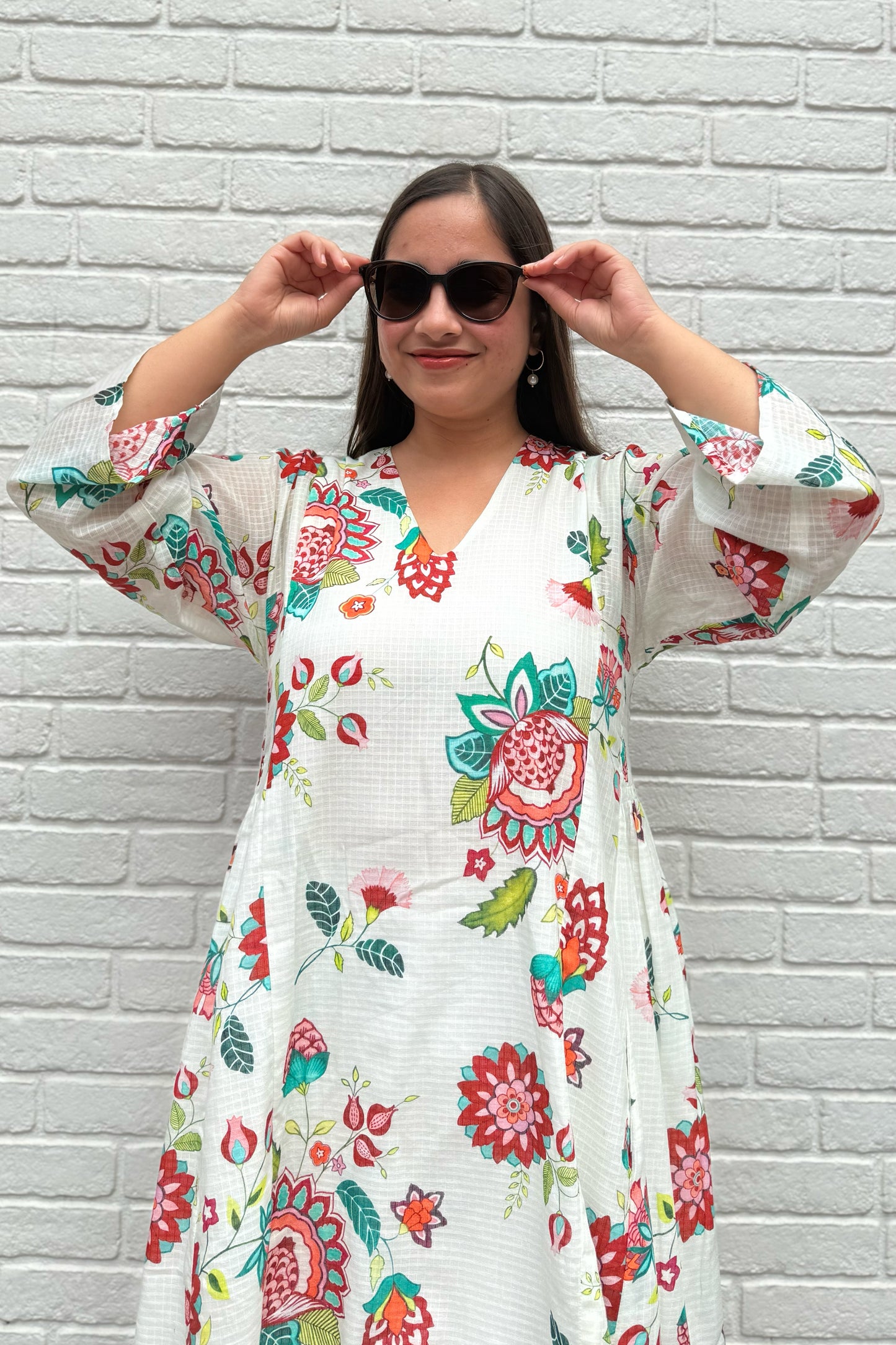 Gul Side Smocked Kurta Set