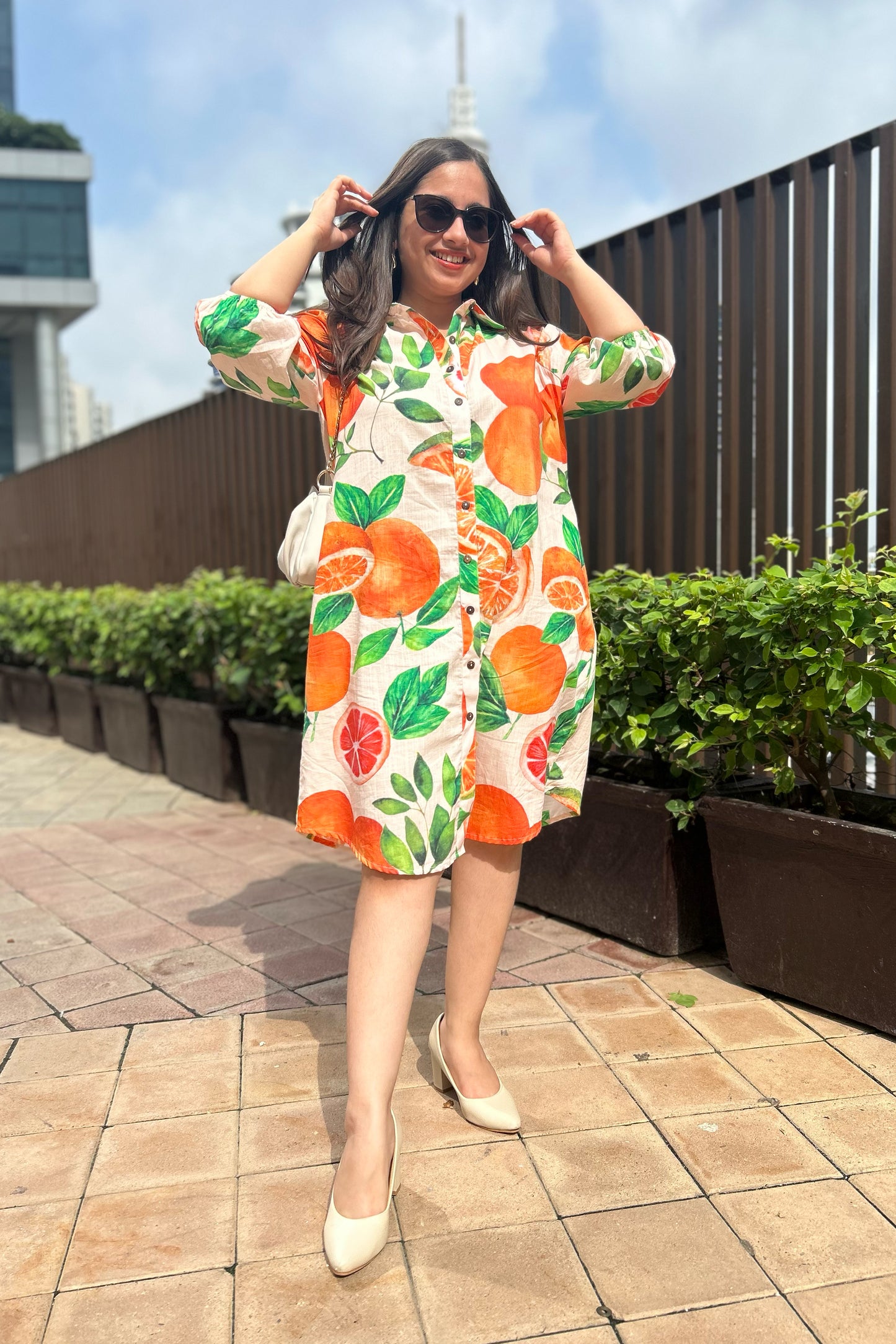Tangerine Shirt Dress