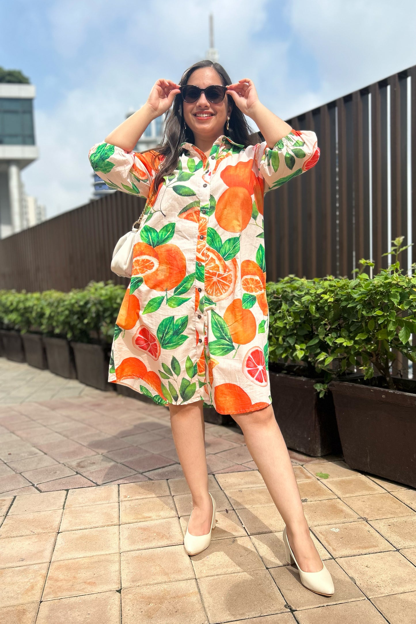 Tangerine Shirt Dress