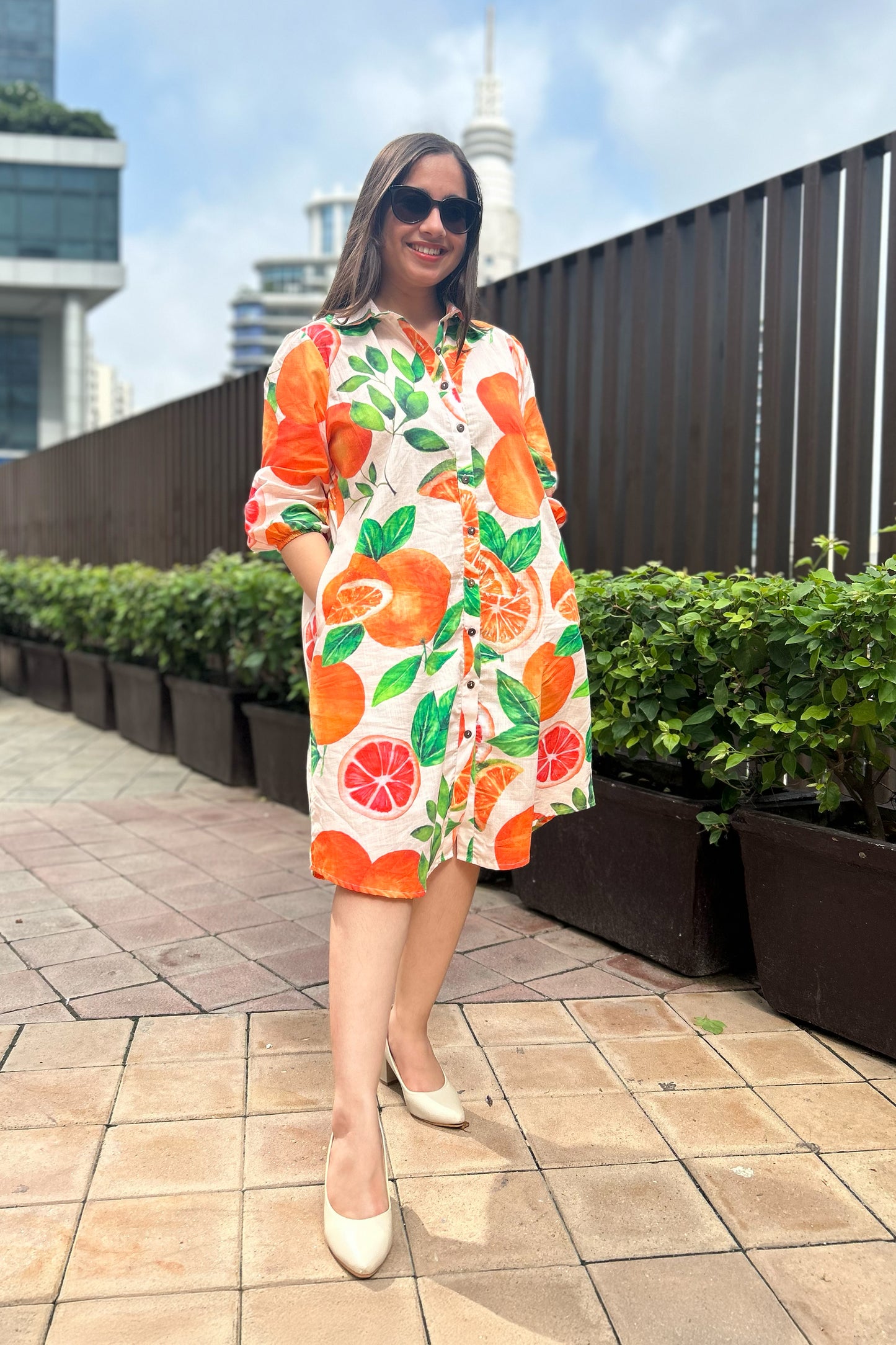 Tangerine Shirt Dress