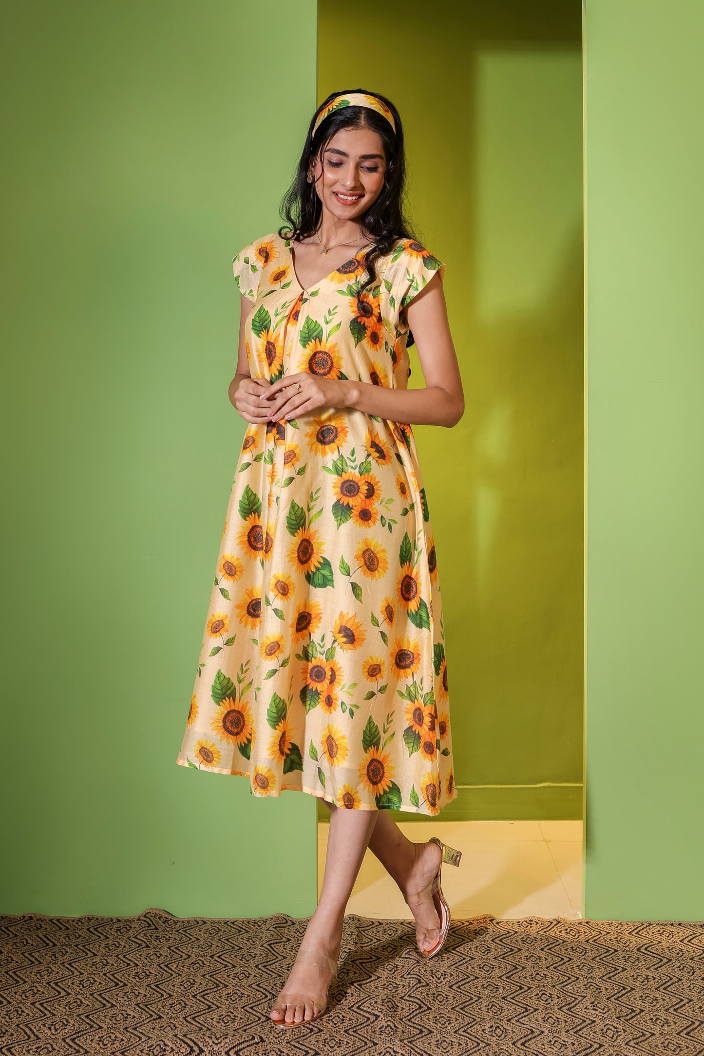 Golden Glow A Line Dress
