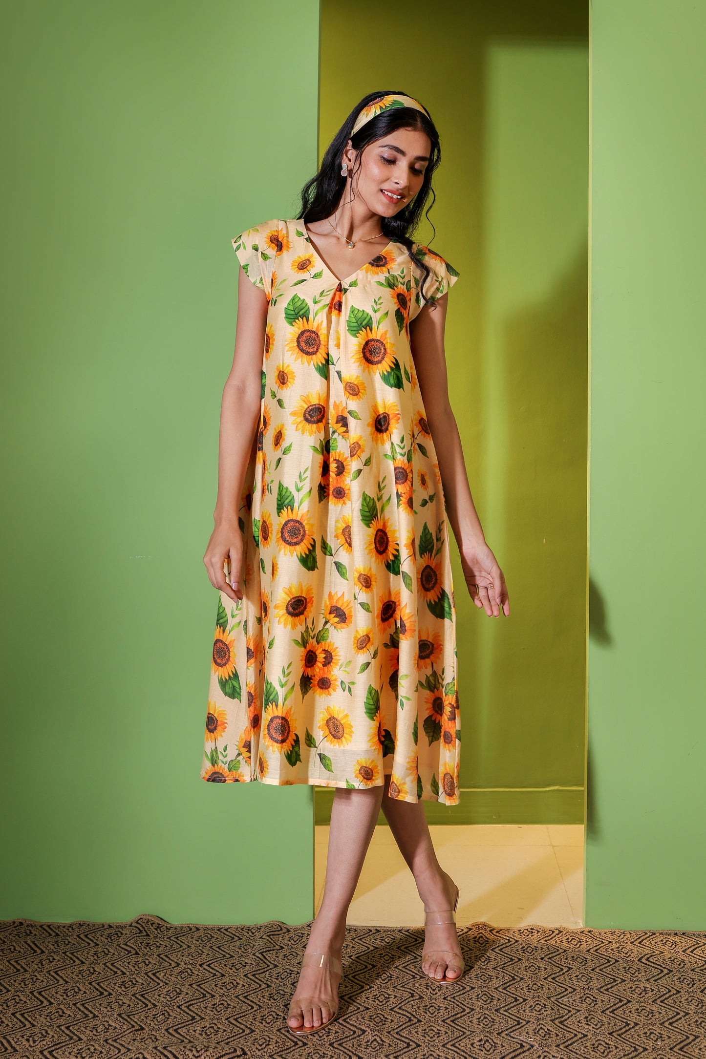 Golden Glow A Line Dress
