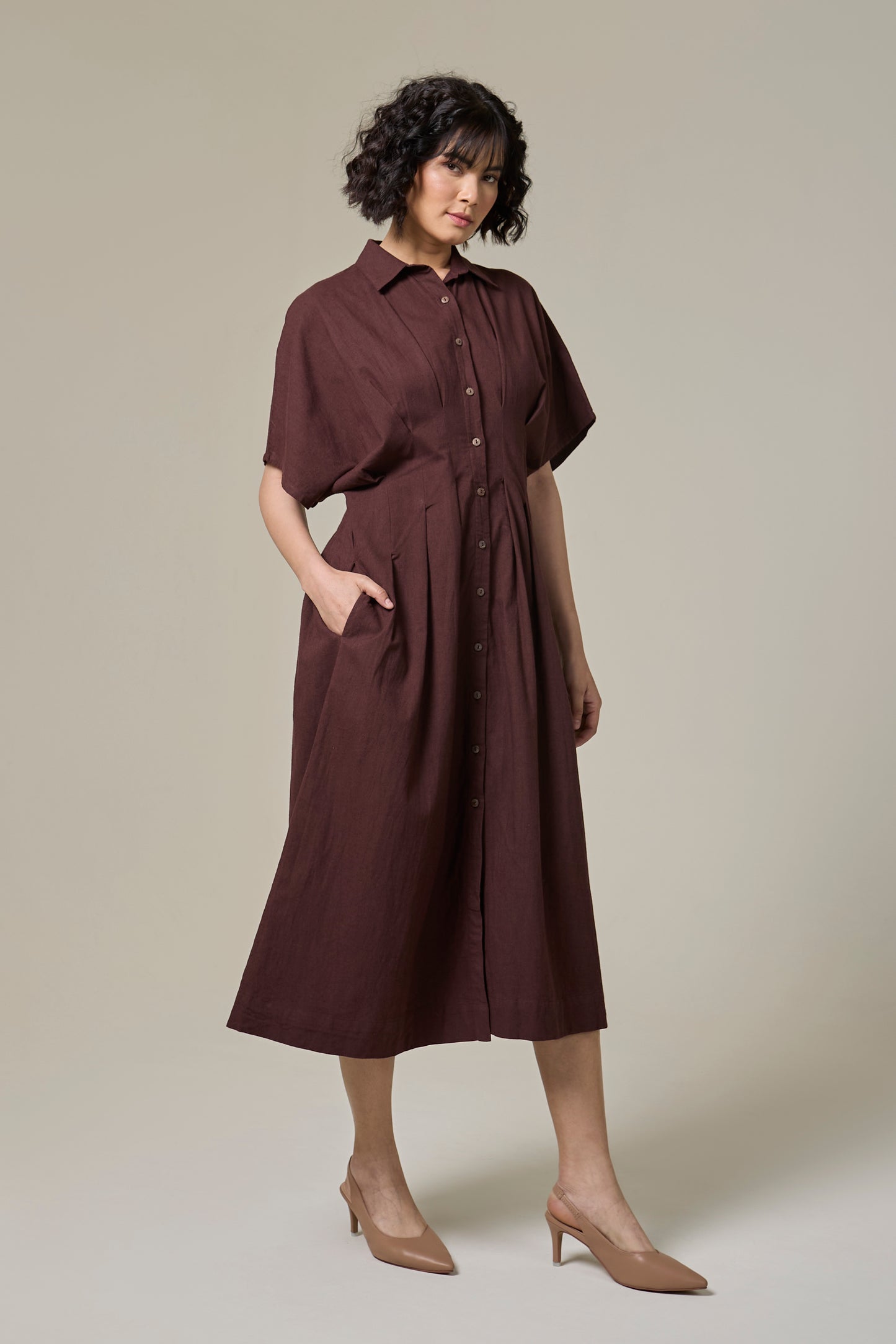 Mocha Brown Monk Dress