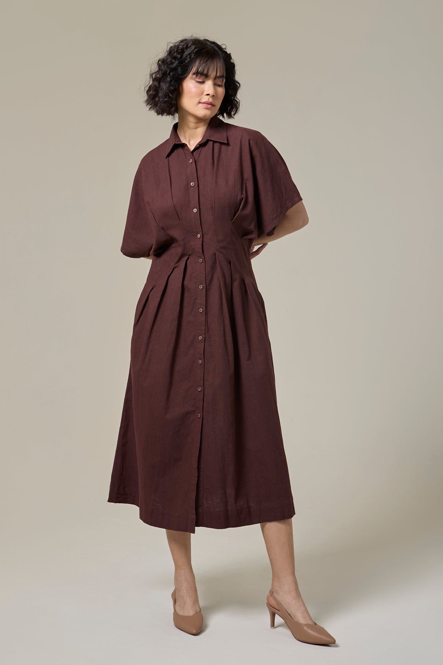 Mocha Brown Monk Dress