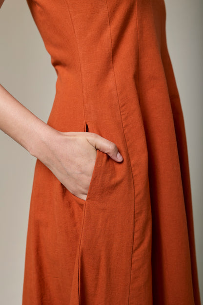 Terracotta Square Neck Dress